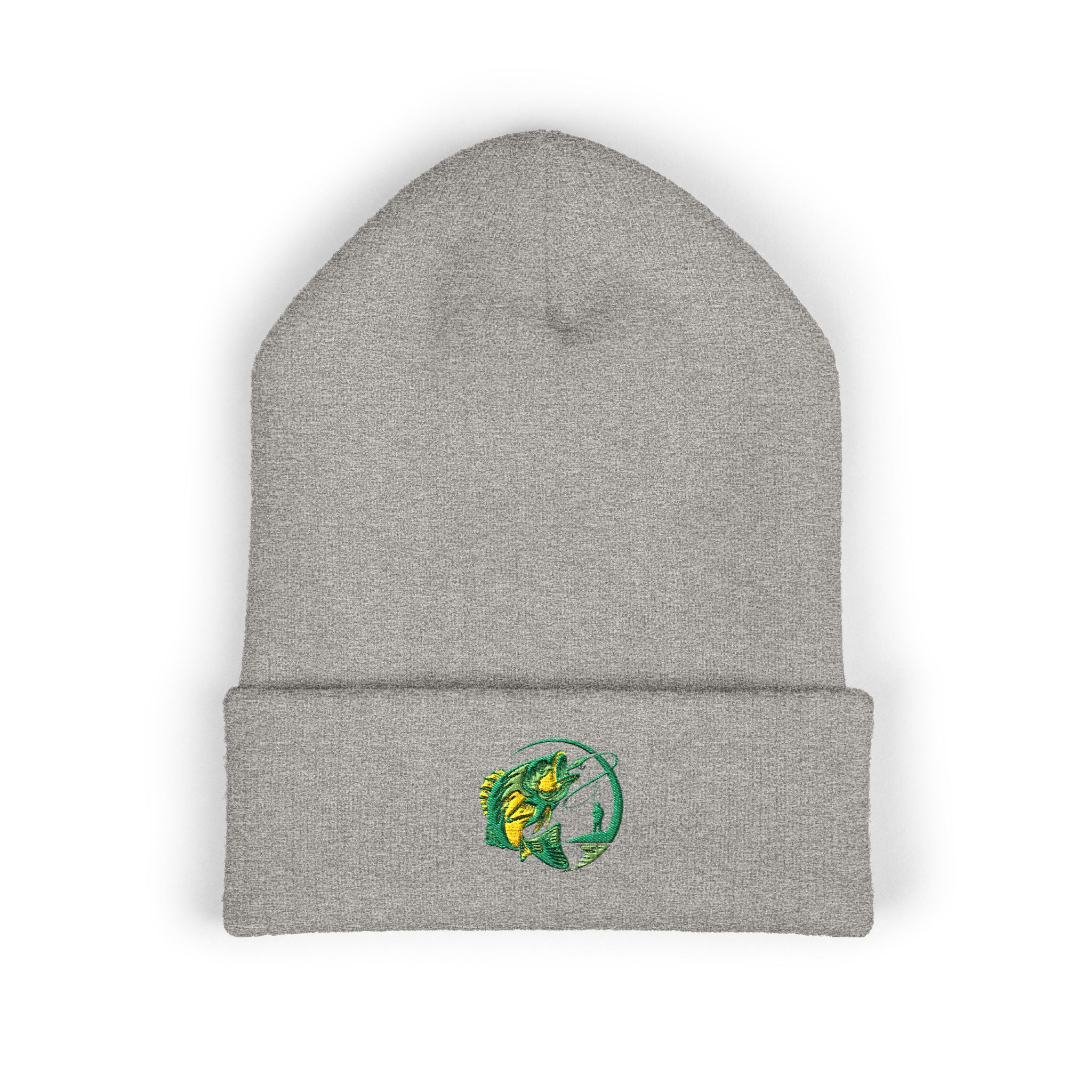 Embroidered Fishing Beanie, Fisherman Gift, Outdoor Winter Hat, Fishing Lover Apparel, Fishing Beanie with Embroidery