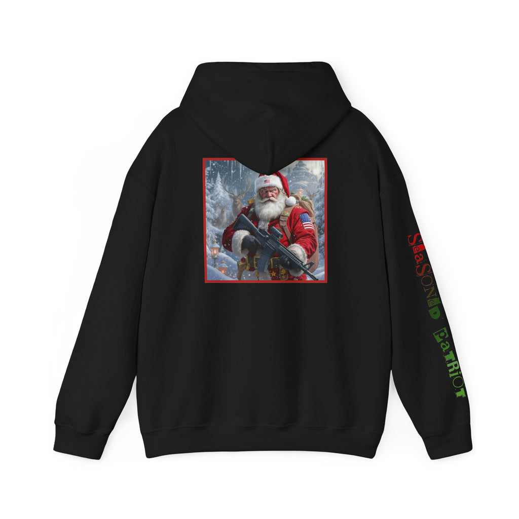 Christmas Santa Claus Patriotic USA Hoodie, Sweatshirt, Unisex Hooded Pullover, Holiday Outerwear, Festive Winter Apparel