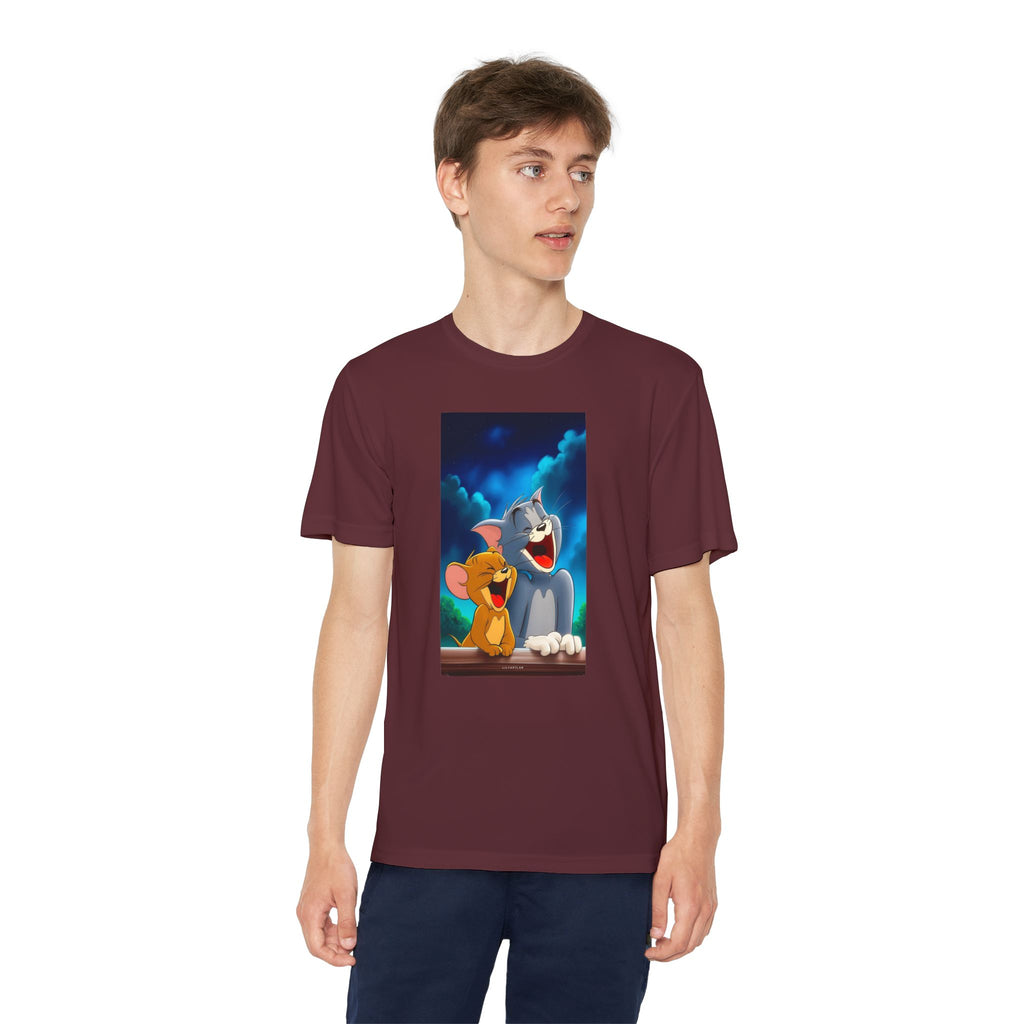 Youth Competitor Tee with Tom And Jerry design, Cartoon Graphic Kid's T-Shirt, Kids Tee, Children's Clothing, Funny Tee for Boys and Girls