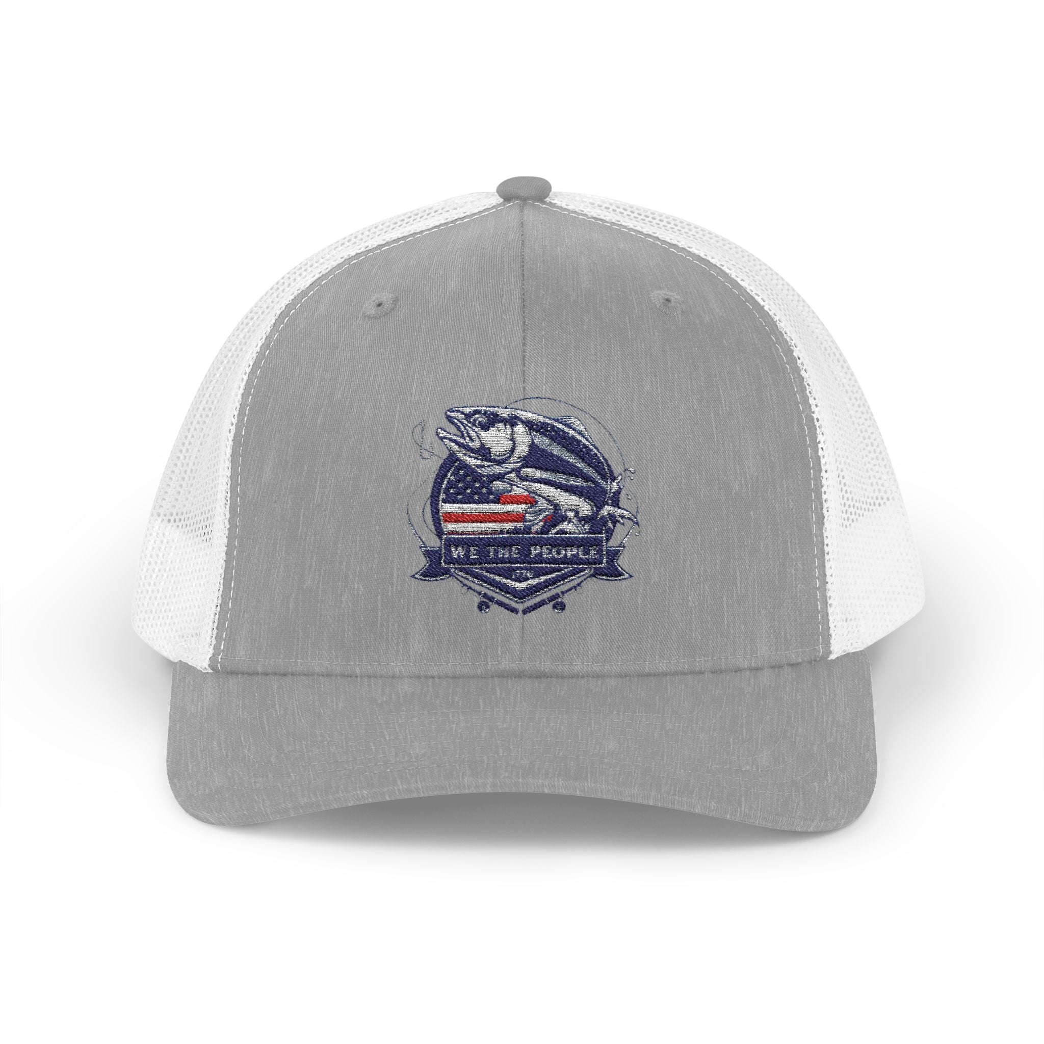 Fishing Patriotic Snapback Trucker Cap with Thin Red Line Design, Ideal for First Responders, Supportive Gifts, Memorials, Everyday Wear