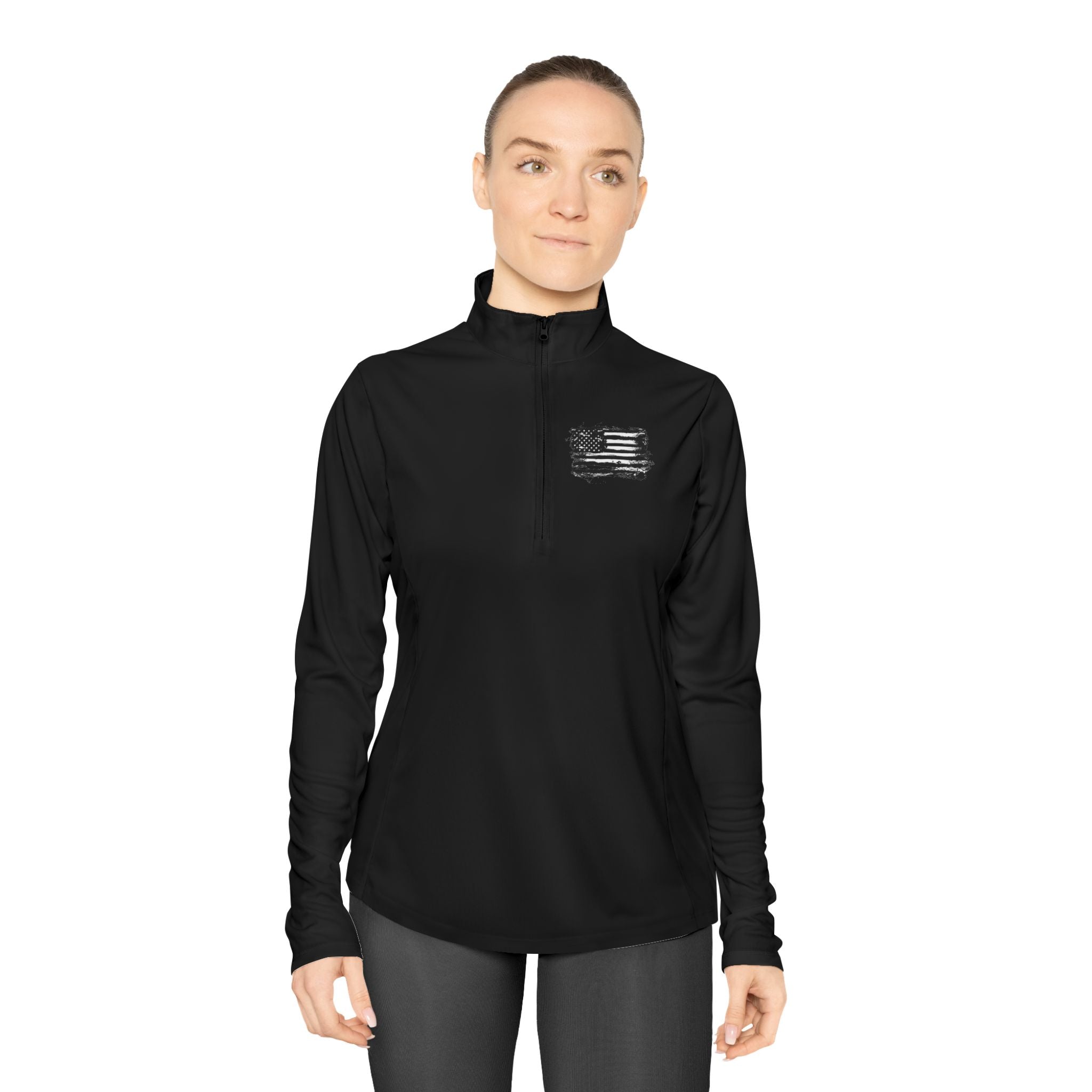 Ladies Quarter-Zip Pullover with Motivational Running Design, Athletic Apparel, Activewear, Sportswear, Fitness Gift, Running Top