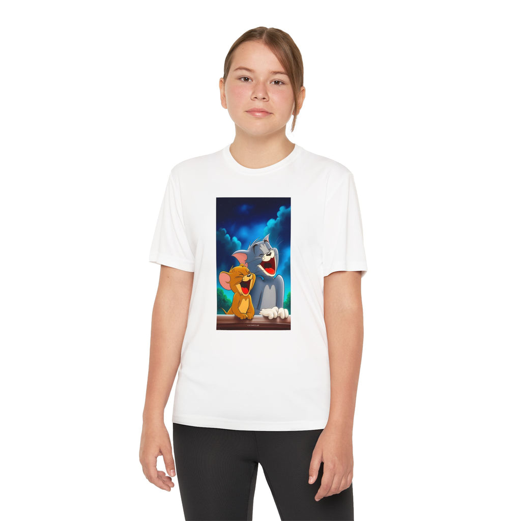 Youth Competitor Tee with Tom And Jerry design, Cartoon Graphic Kid's T-Shirt, Kids Tee, Children's Clothing, Funny Tee for Boys and Girls