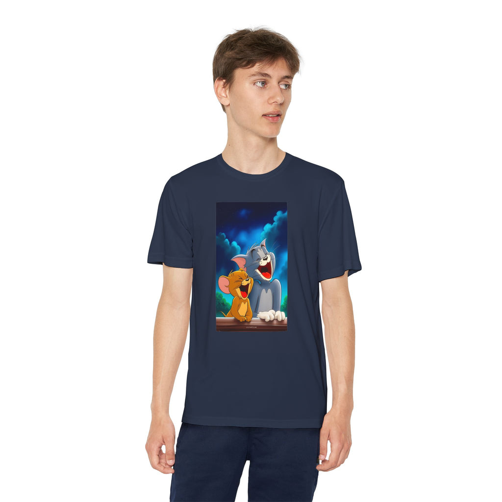 Youth Competitor Tee with Tom And Jerry design, Cartoon Graphic Kid's T-Shirt, Kids Tee, Children's Clothing, Funny Tee for Boys and Girls
