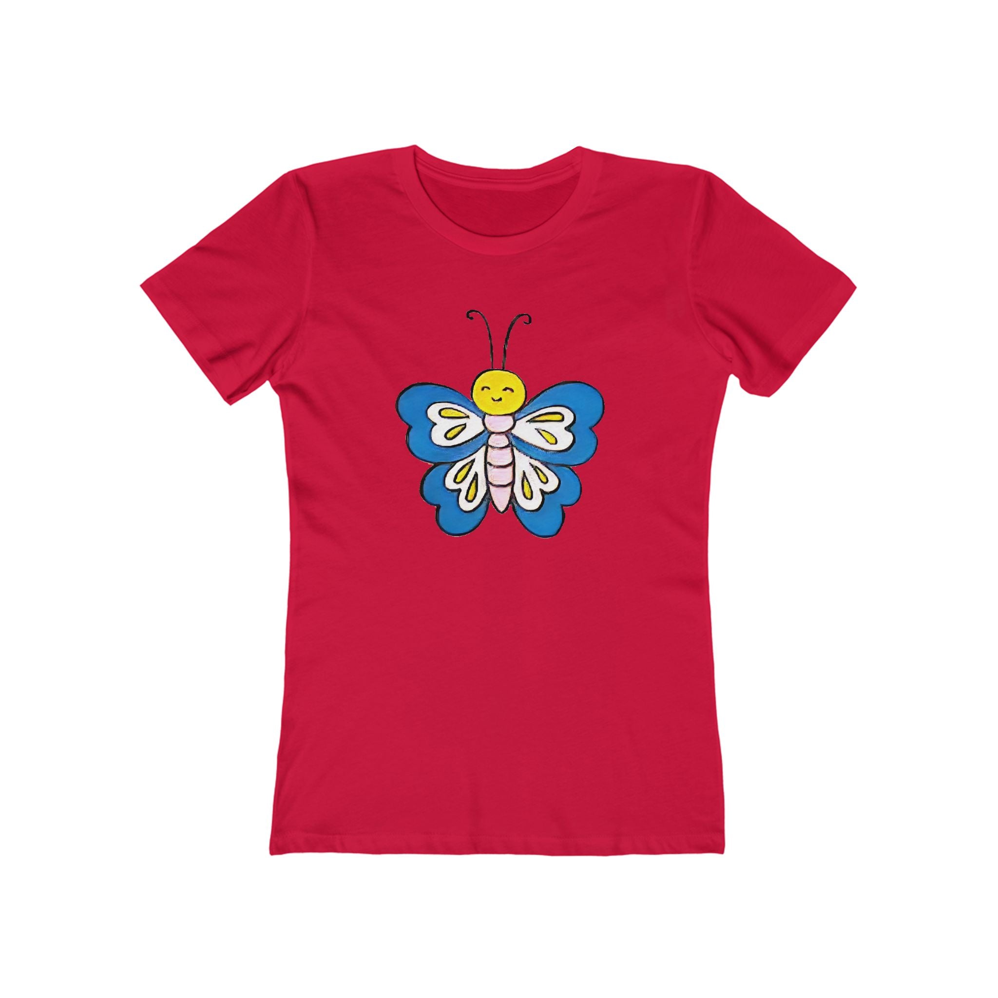 Butterffy Chic Women's Boyfriend Tee, Casual Outfits, Gift for Her, Weekend Wear, Trendy Style, Everyday Comfort