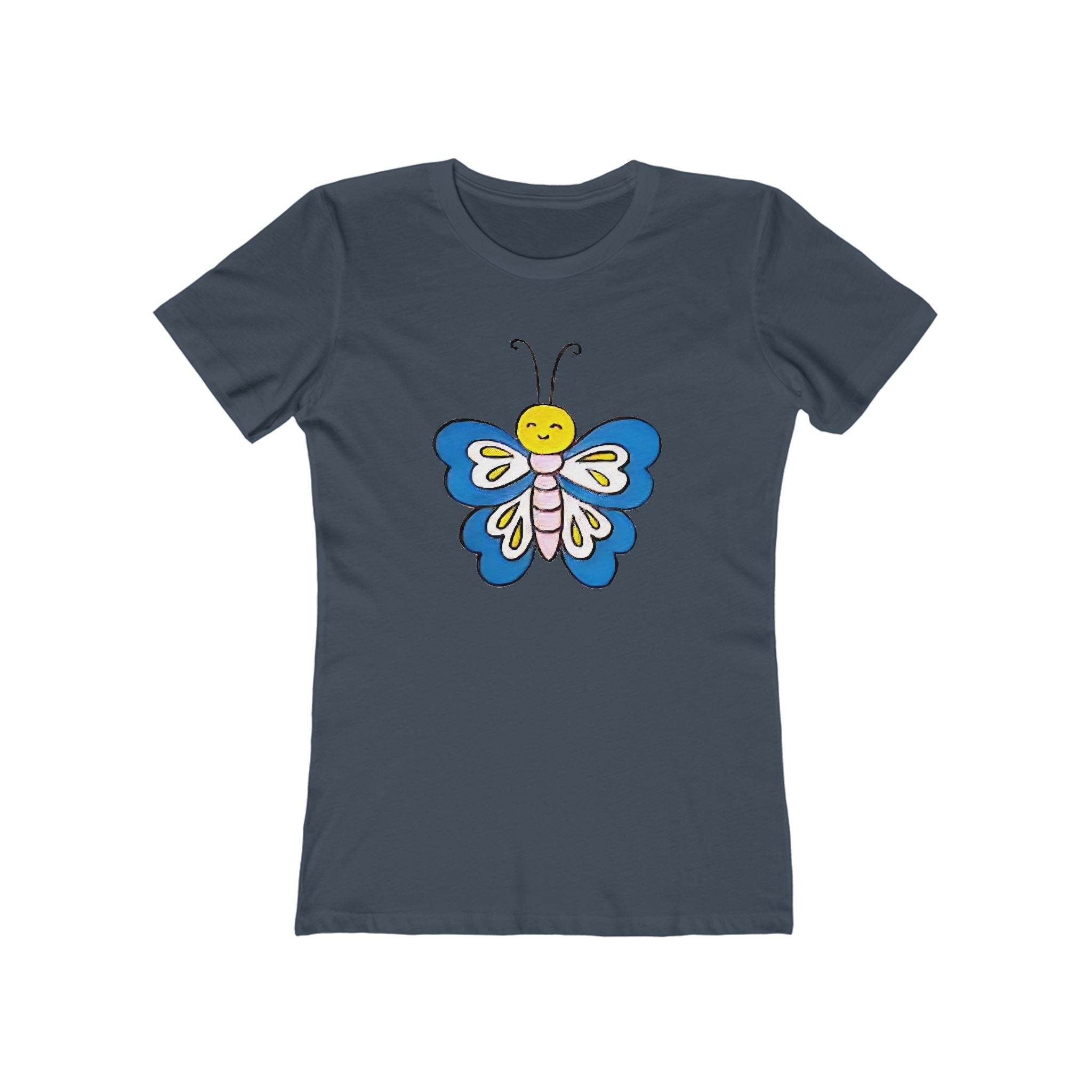 Butterffy Chic Women's Boyfriend Tee, Casual Outfits, Gift for Her, Weekend Wear, Trendy Style, Everyday Comfort