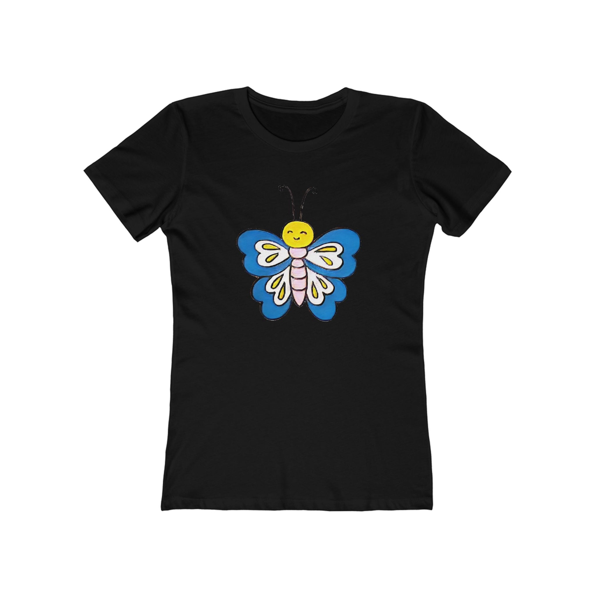 Butterffy Chic Women's Boyfriend Tee, Casual Outfits, Gift for Her, Weekend Wear, Trendy Style, Everyday Comfort