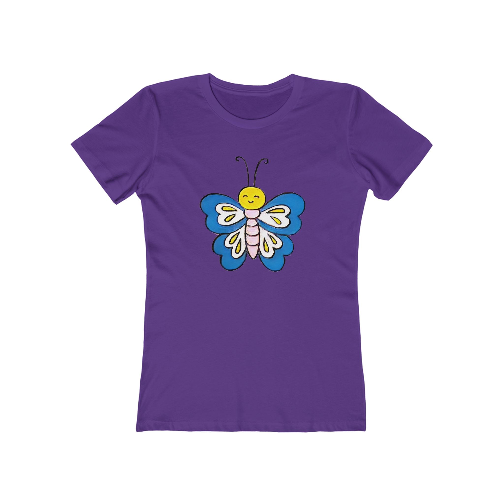 Butterffy Chic Women's Boyfriend Tee, Casual Outfits, Gift for Her, Weekend Wear, Trendy Style, Everyday Comfort