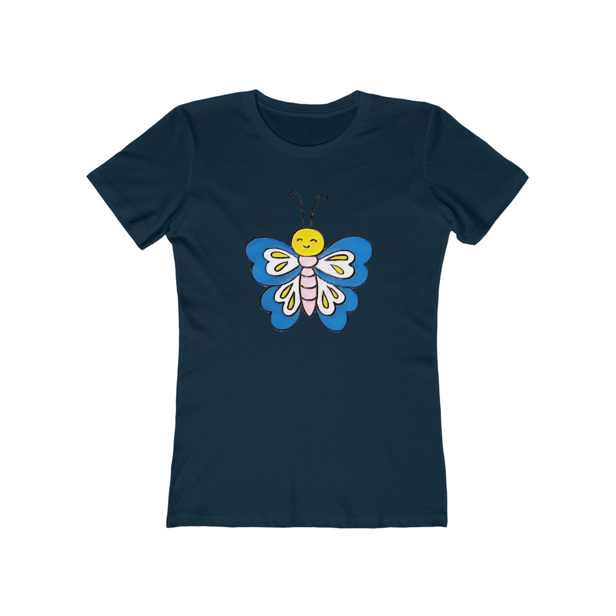 Butterffy Chic Women's Boyfriend Tee, Casual Outfits, Gift for Her, Weekend Wear, Trendy Style, Everyday Comfort