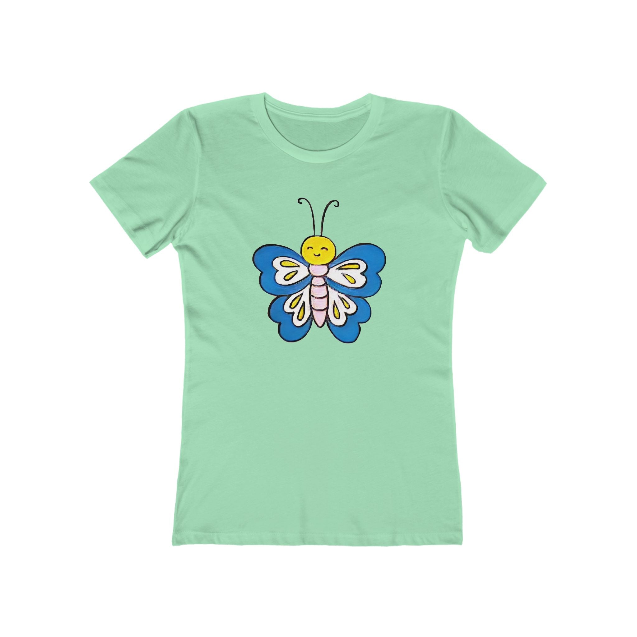 Butterffy Chic Women's Boyfriend Tee, Casual Outfits, Gift for Her, Weekend Wear, Trendy Style, Everyday Comfort