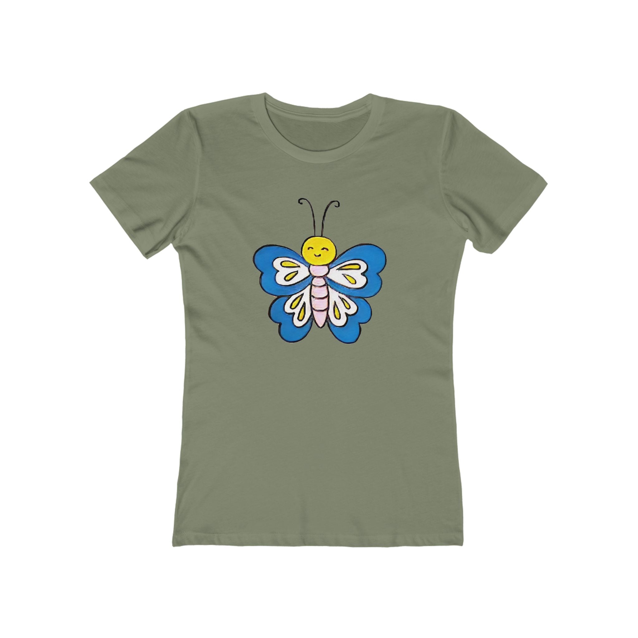 Butterffy Chic Women's Boyfriend Tee, Casual Outfits, Gift for Her, Weekend Wear, Trendy Style, Everyday Comfort