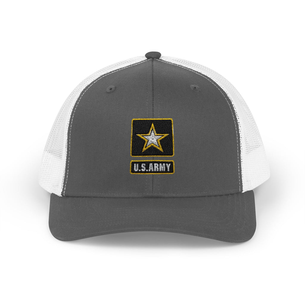 US Army Snapback Trucker Cap with Thin Red Line Design, Ideal for First Responders, Supportive Gifts, Memorials, Everyday Wear