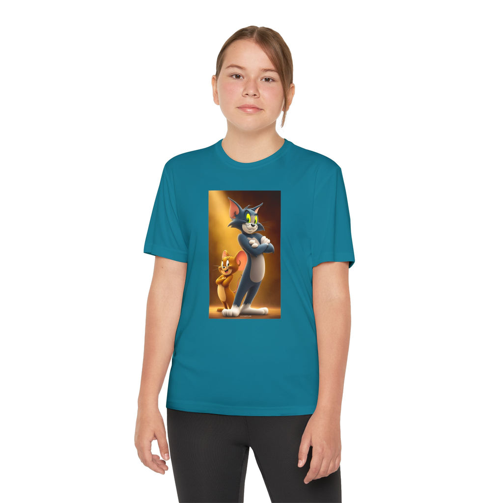 Youth Competitor Tee with Tom And Jerry design, Cartoon Graphic Kid's T-Shirt, Kids Tee, Children's Clothing, Funny Tee for Boys and Girls