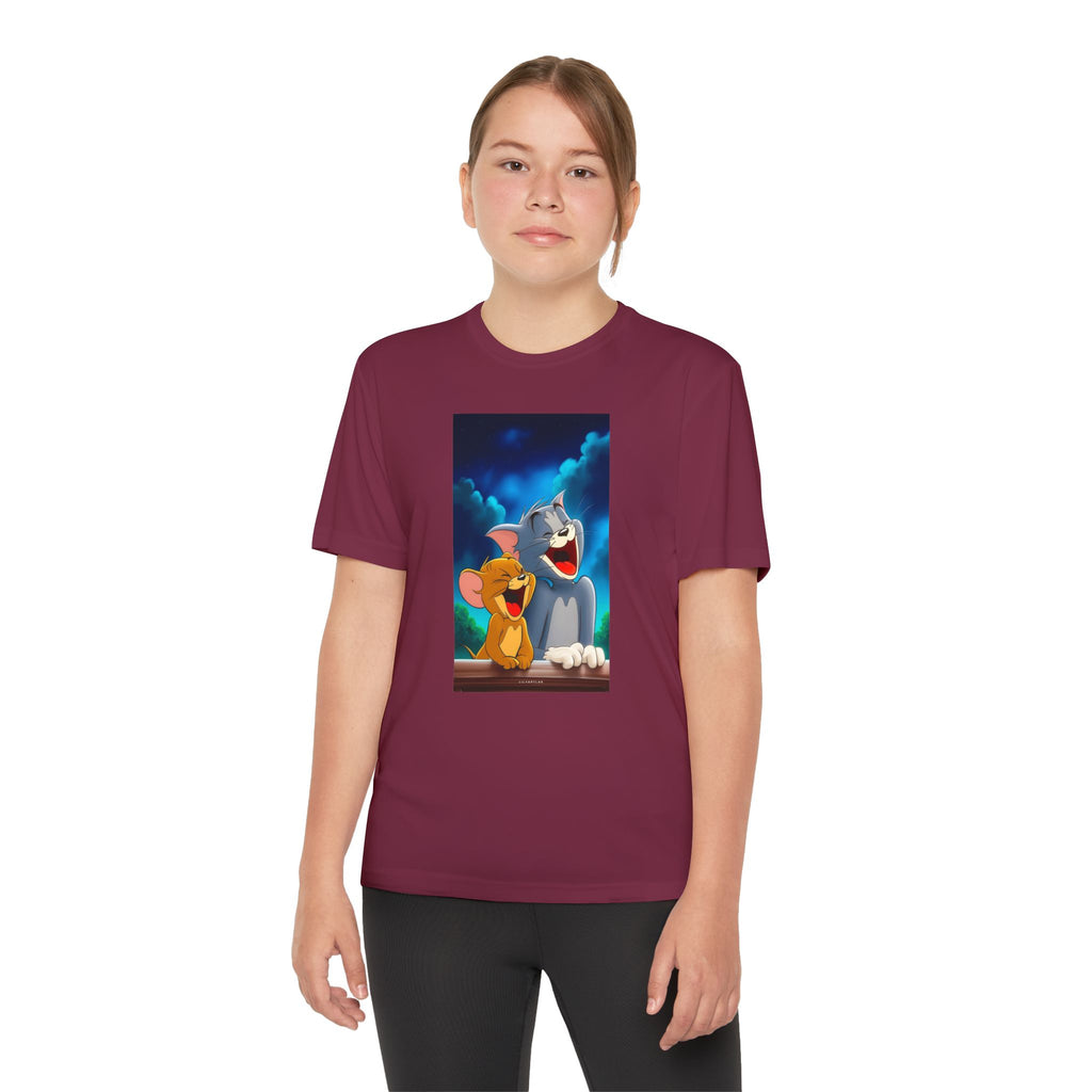 Youth Competitor Tee with Tom And Jerry design, Cartoon Graphic Kid's T-Shirt, Kids Tee, Children's Clothing, Funny Tee for Boys and Girls