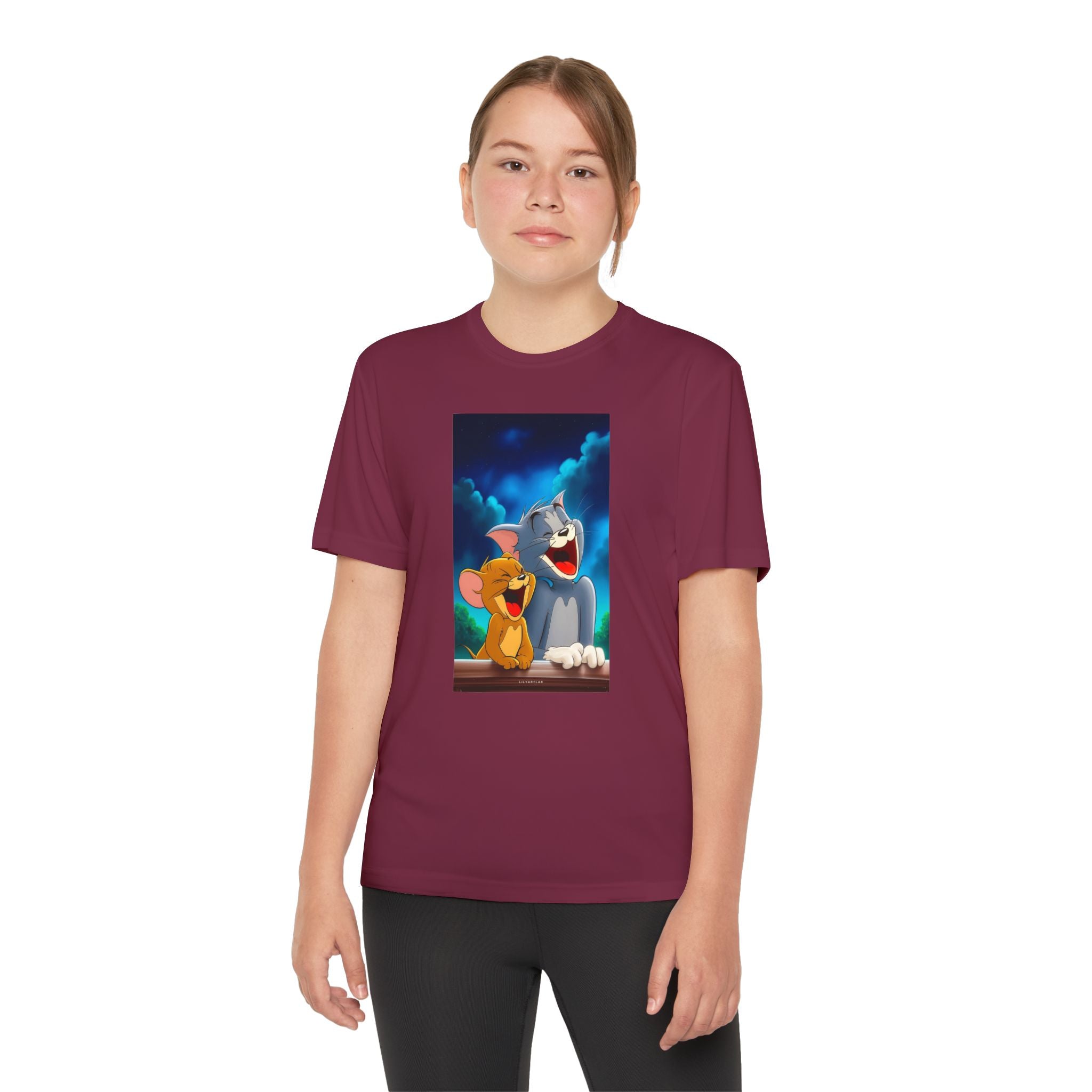 Youth Competitor Tee with Tom And Jerry design, Cartoon Graphic Kid's T-Shirt, Kids Tee, Children's Clothing, Funny Tee for Boys and Girls