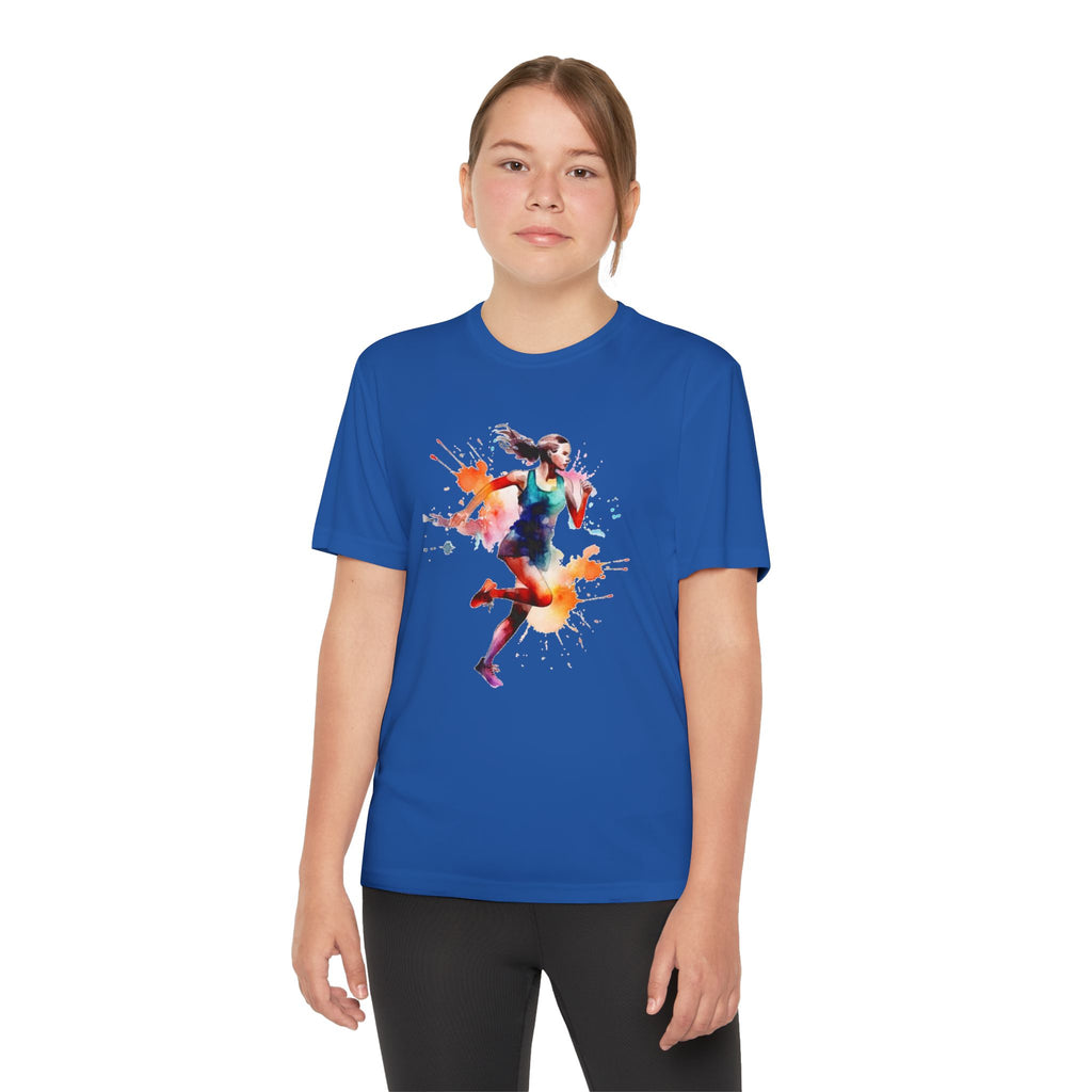 Running Youth T-Shirt Sports Graphic Tee, Cool Athletic Shirt for Kids, Perfect for Sports Events, Team Spirit