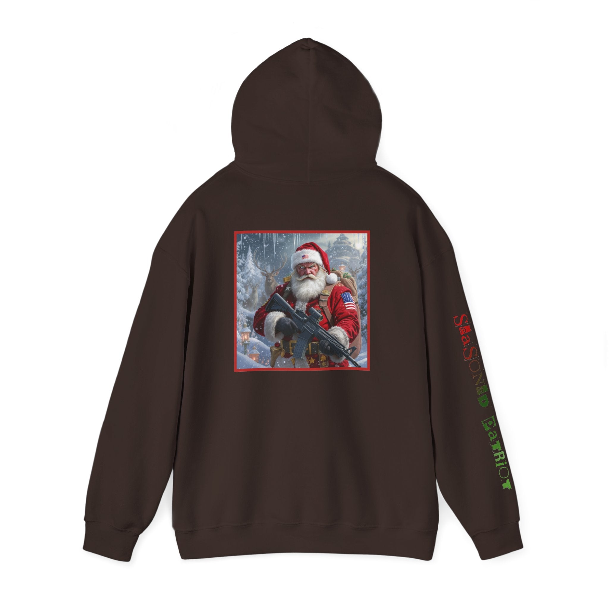 Christmas Santa Claus Patriotic USA Hoodie, Sweatshirt, Unisex Hooded Pullover, Holiday Outerwear, Festive Winter Apparel