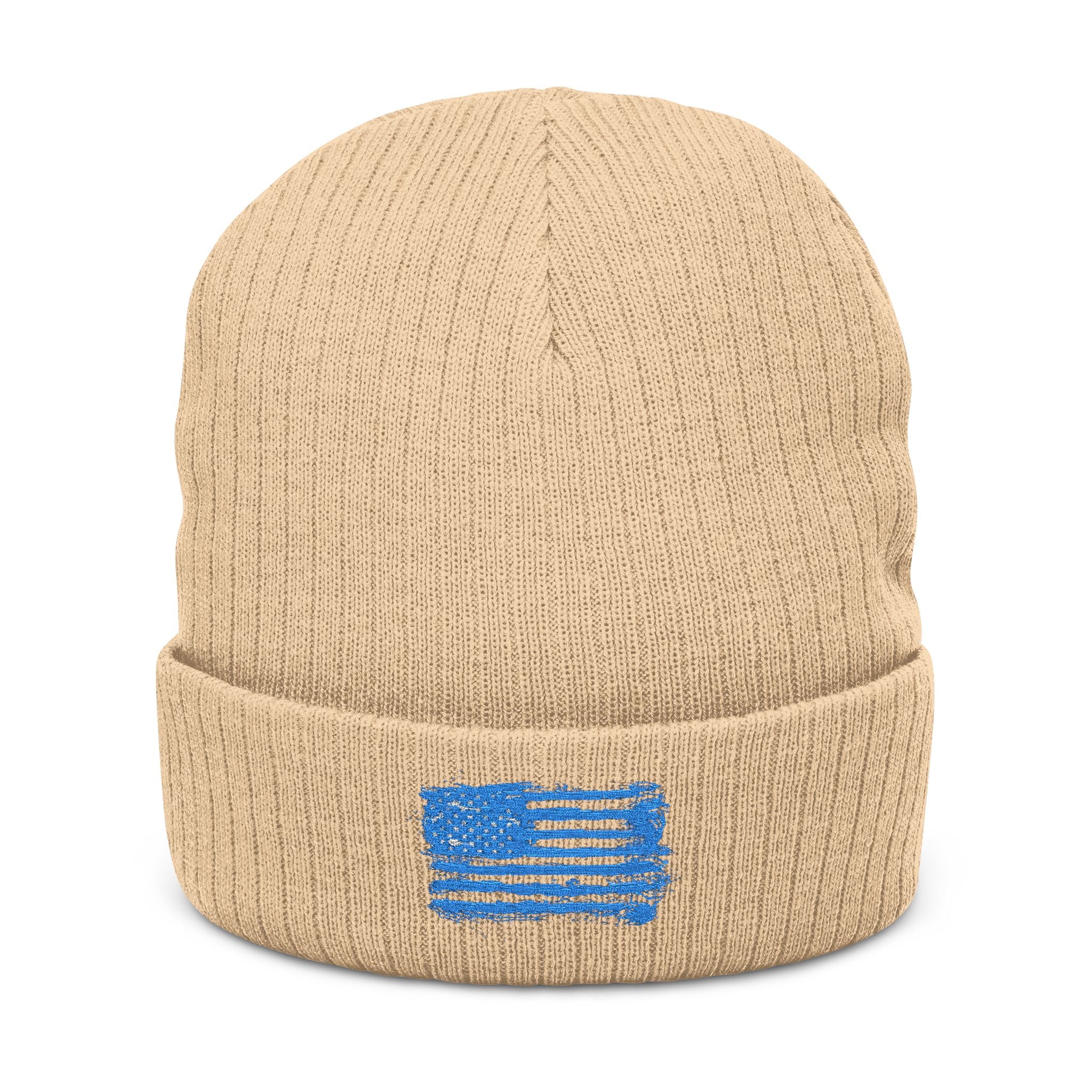 Stylish Embroidered Beanie with Patriotic Flag Design | Winter Hat, Cozy Headwear, Gifts for Him, Outdoor Apparel, Fashionable Knitwear