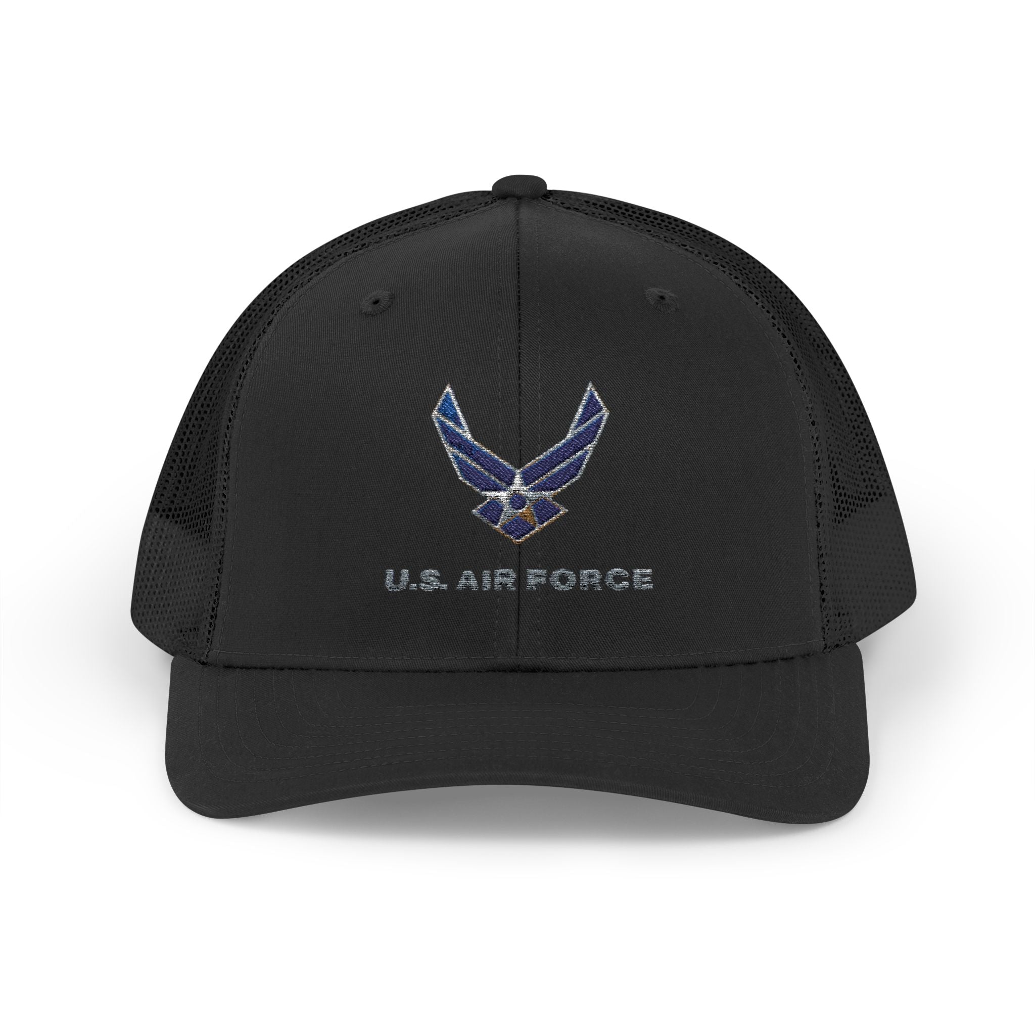 US Air Force Snapback Trucker Cap with Thin Red Line Design, Ideal for First Responders, Supportive Gifts, Memorials, Everyday Wear