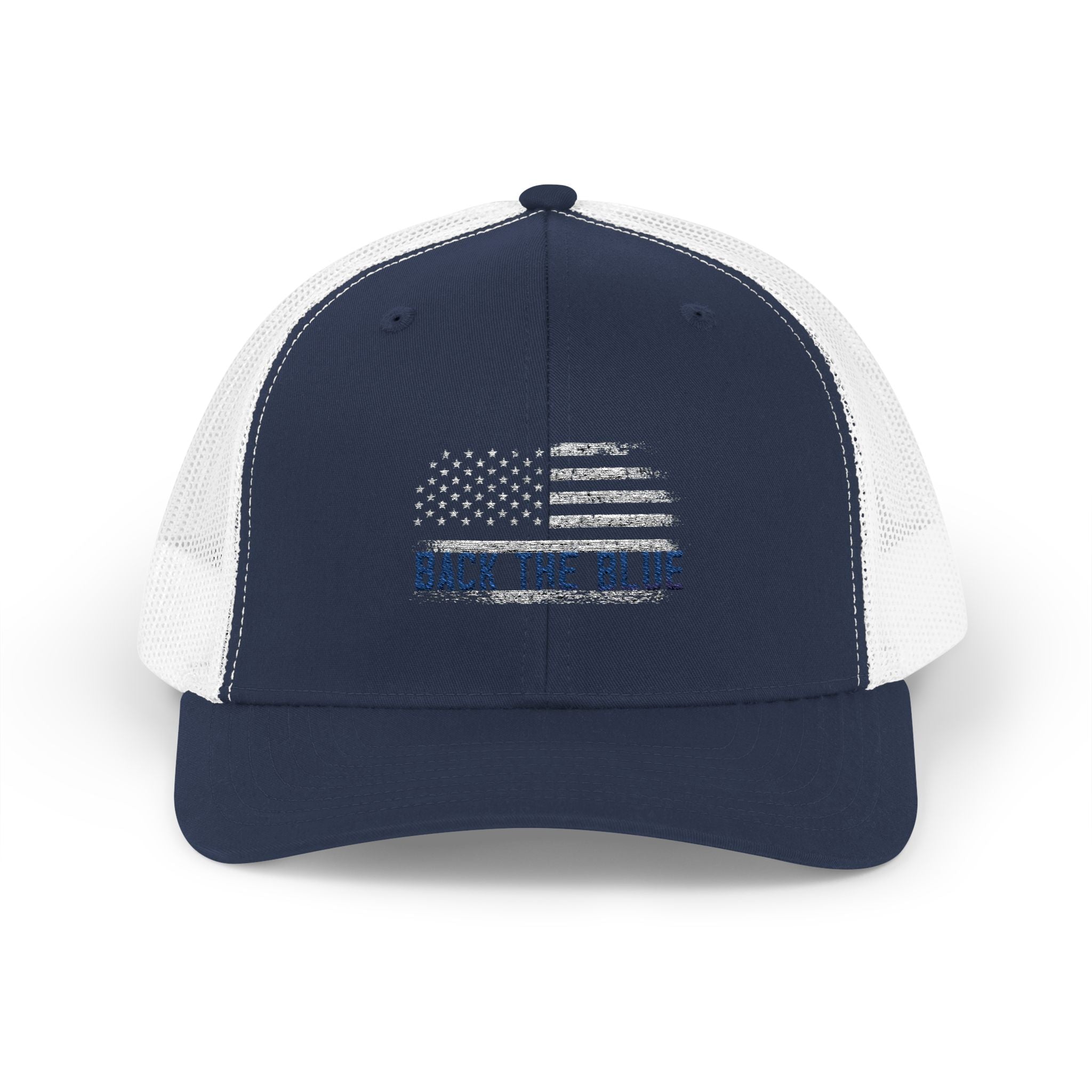 Back The Blue Snapback Trucker Cap with Thin Red Line Design, Ideal for First Responders, Supportive Gifts, Memorials, Everyday Wear