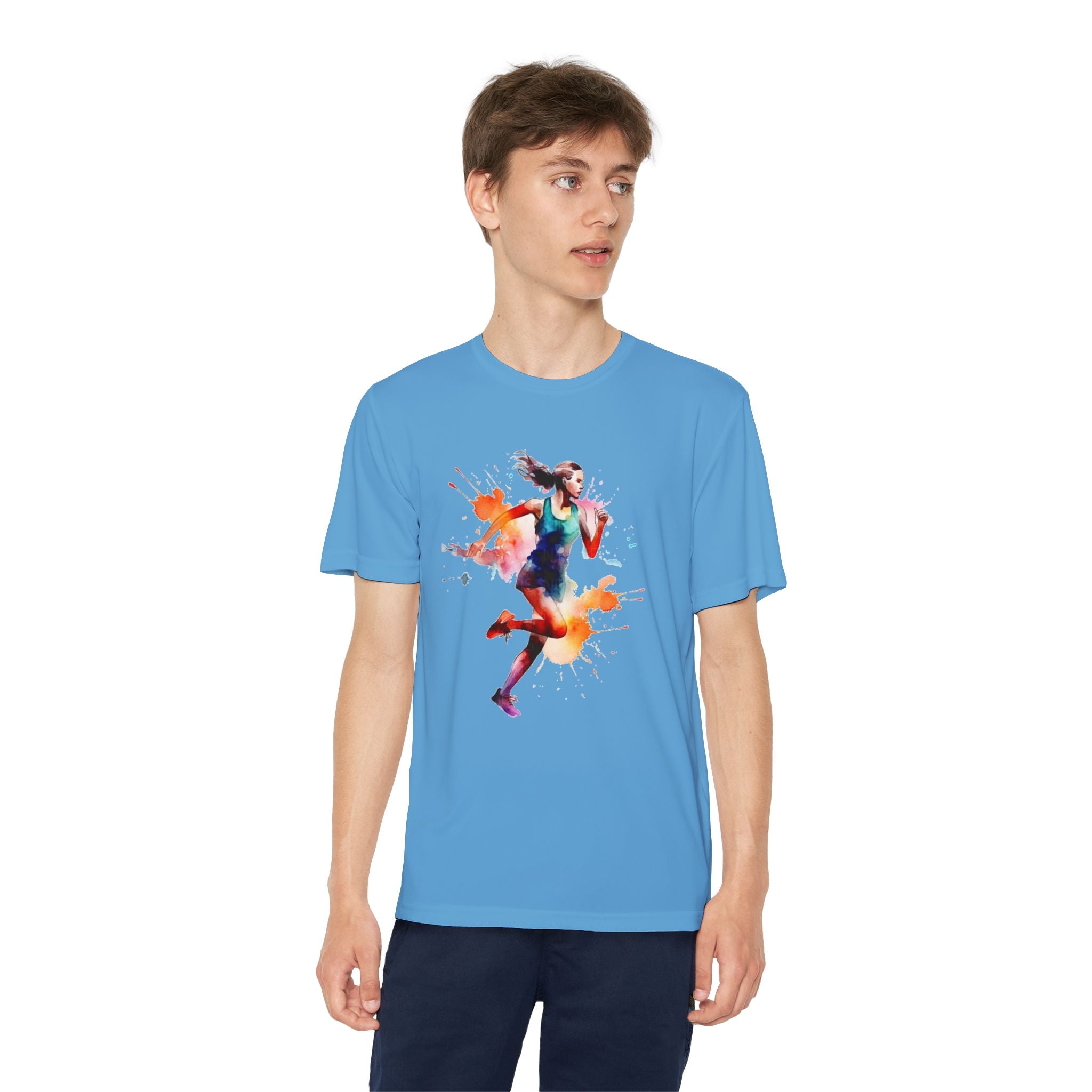Running Youth T-Shirt Sports Graphic Tee, Cool Athletic Shirt for Kids, Perfect for Sports Events, Team Spirit