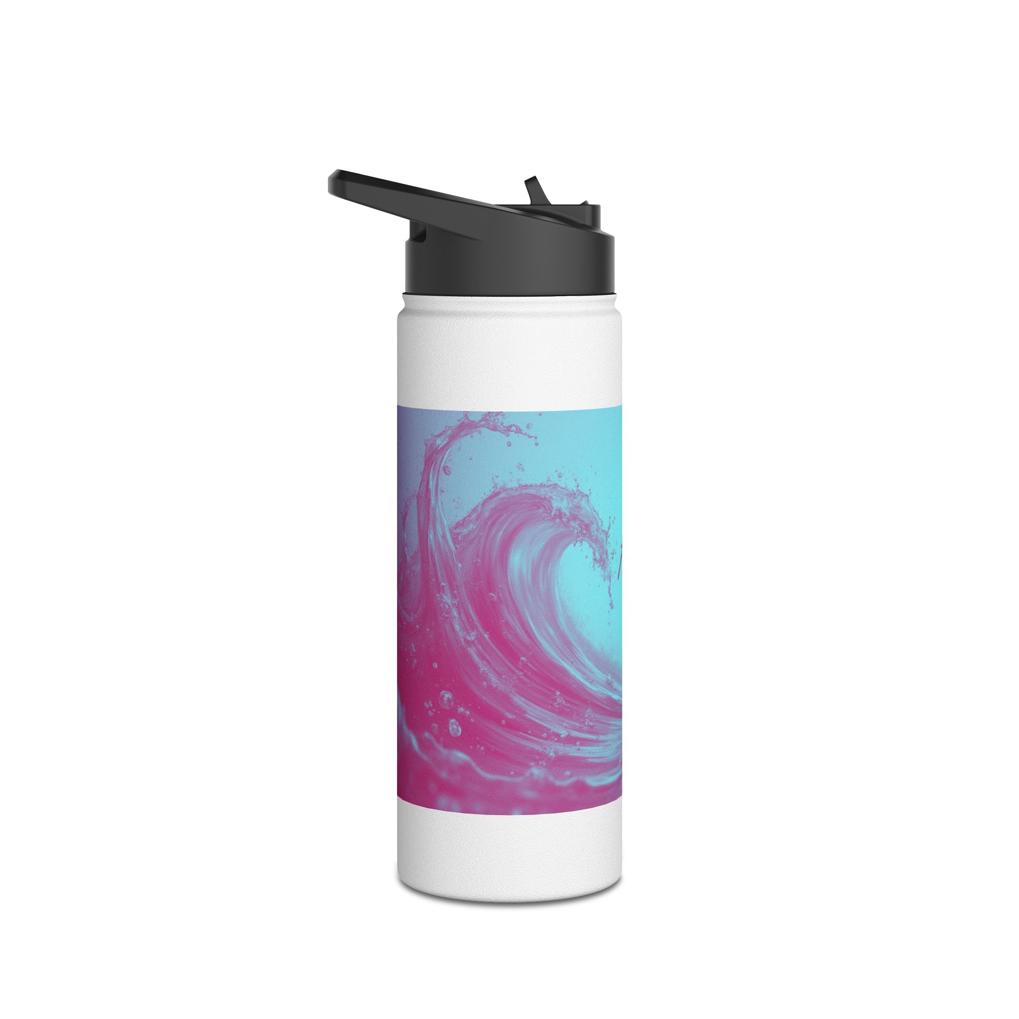 Aqua Wave Stainless Steel Water Bottle, Hydration Gift, Outdoor Adventure, Beach Vibes, Eco-Friendly, Travel Companion