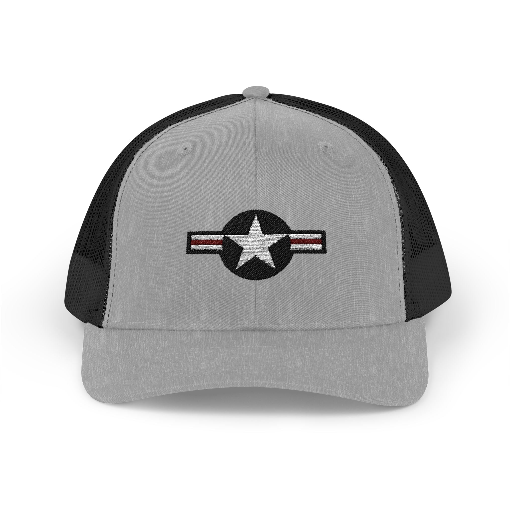 US Air Force Snapback Trucker Cap with Thin Red Line Design, Ideal for First Responders, Supportive Gifts, Memorials, Everyday Wear