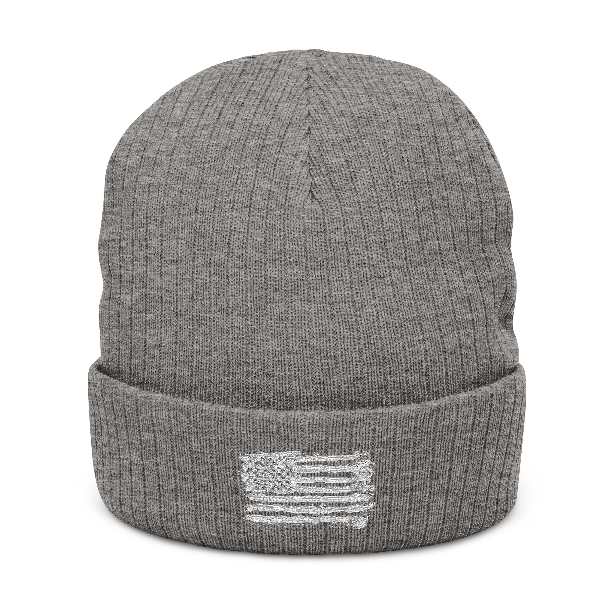 Stylish Embroidered Beanie with Patriotic Flag Design | Winter Hat, Cozy Headwear, Gifts for Him, Outdoor Apparel, Fashionable Knitwear