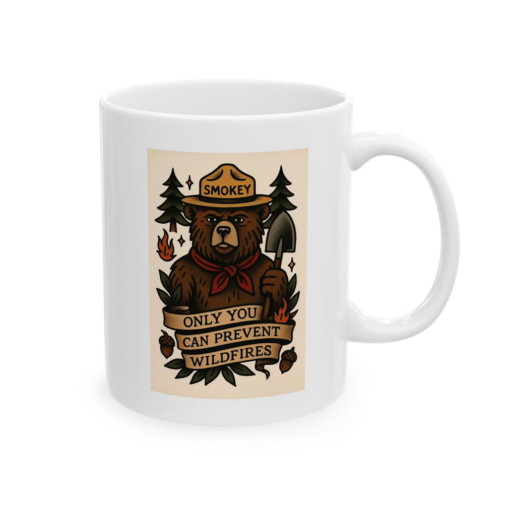 Smokey Bear Firefighter Coffee Mug, Tea Cup, Gift for First Responders, Campfire Enthusiasts, Firefighters Appreciation, Firefighting, Fire