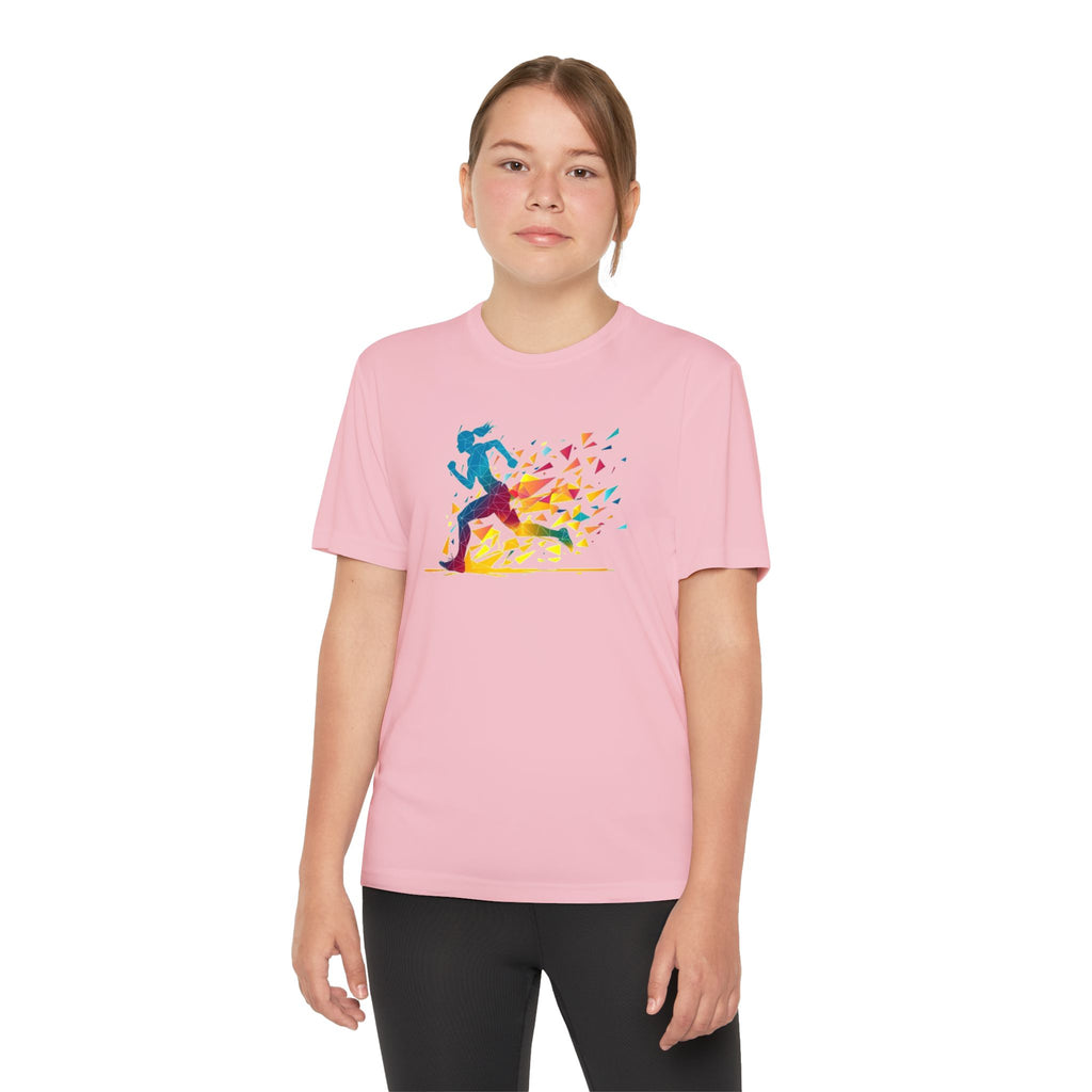 Running Youth T-Shirt Sports Graphic Tee, Cool Athletic Shirt for Kids, Perfect for Sports Events, Team Spirit