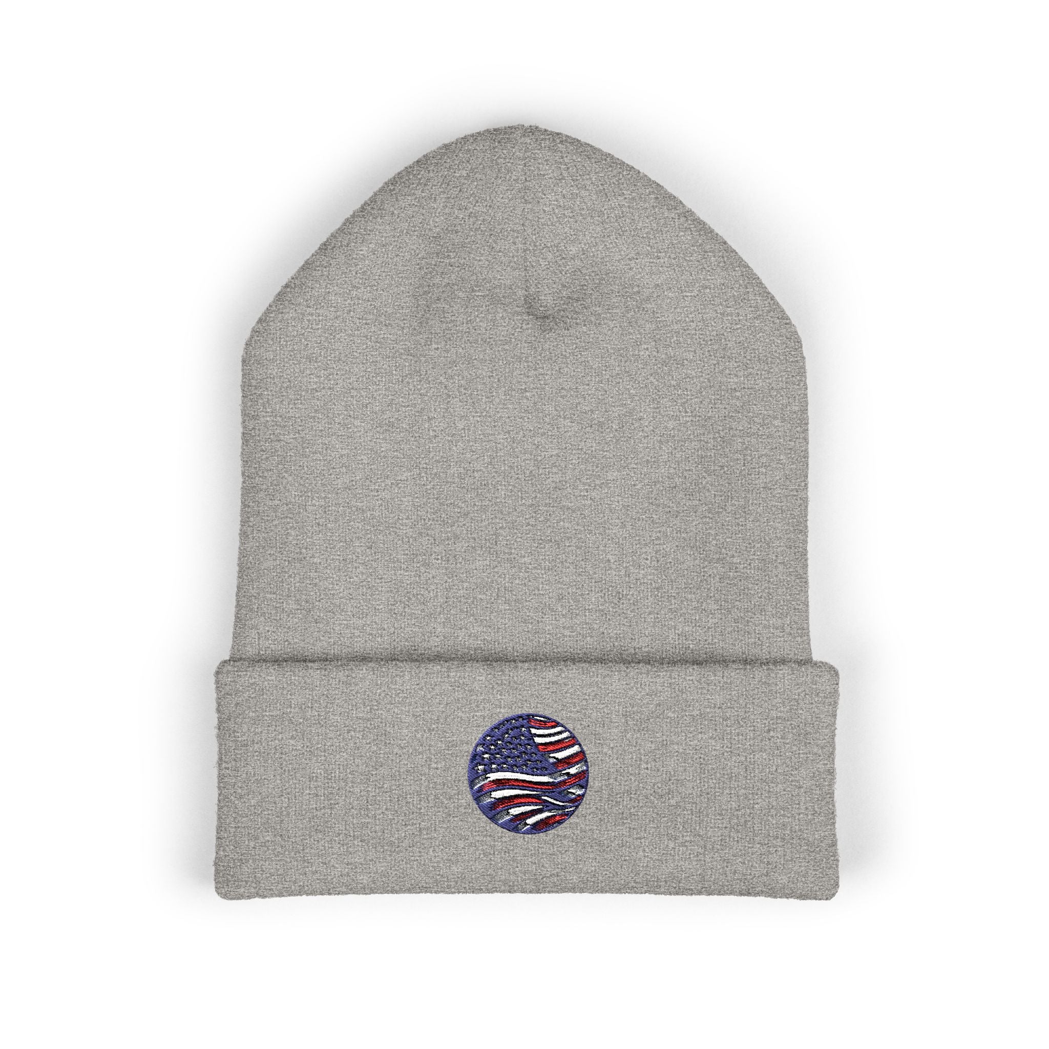 Embroidered Patriotic Beanie, Usa Flag Cuffed Hat, American Flag Knit Beanie, Patriotic Headwear, USA Flag Winter Hat