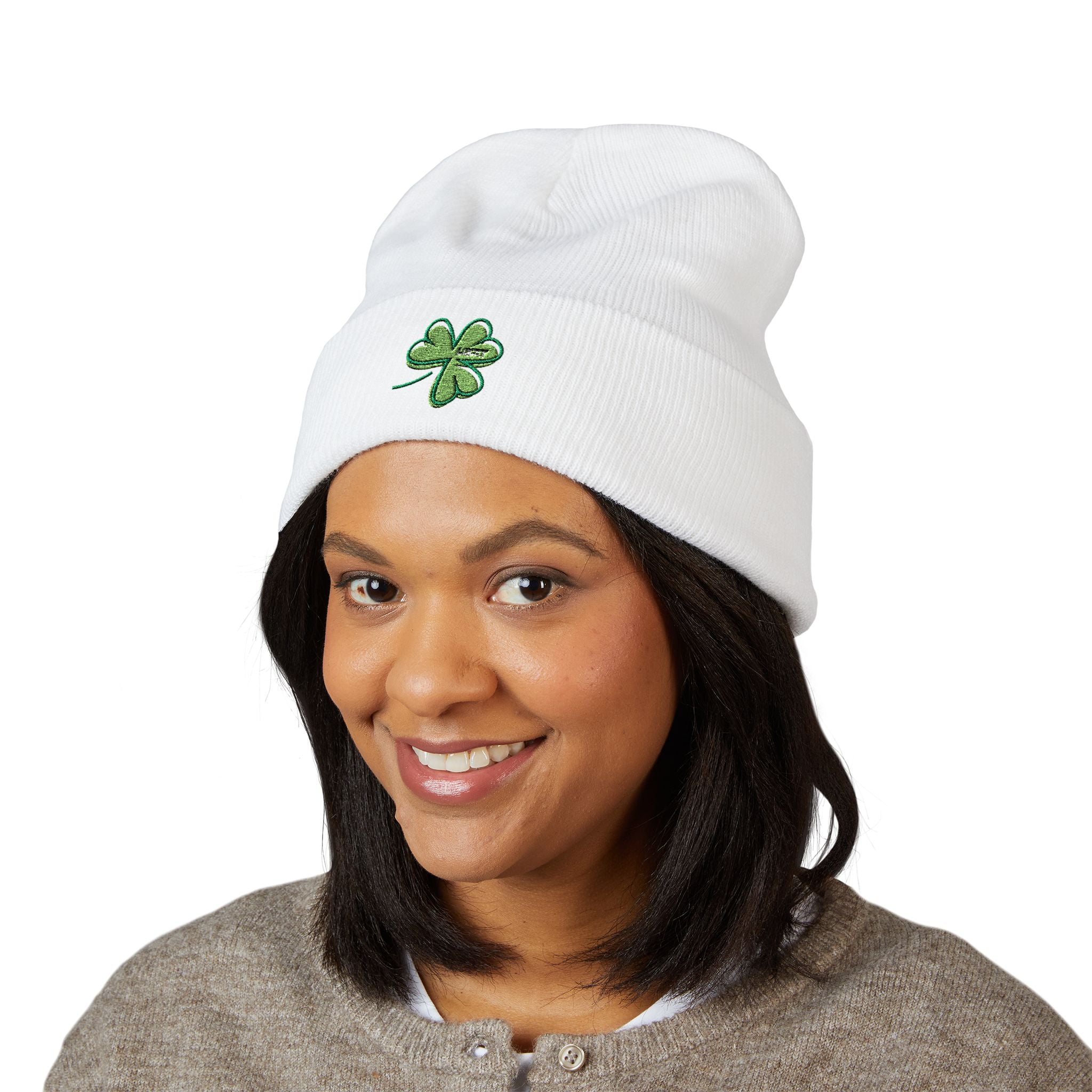 St. Patrick's Day 4-Leaf Clover Embroidered Beanie