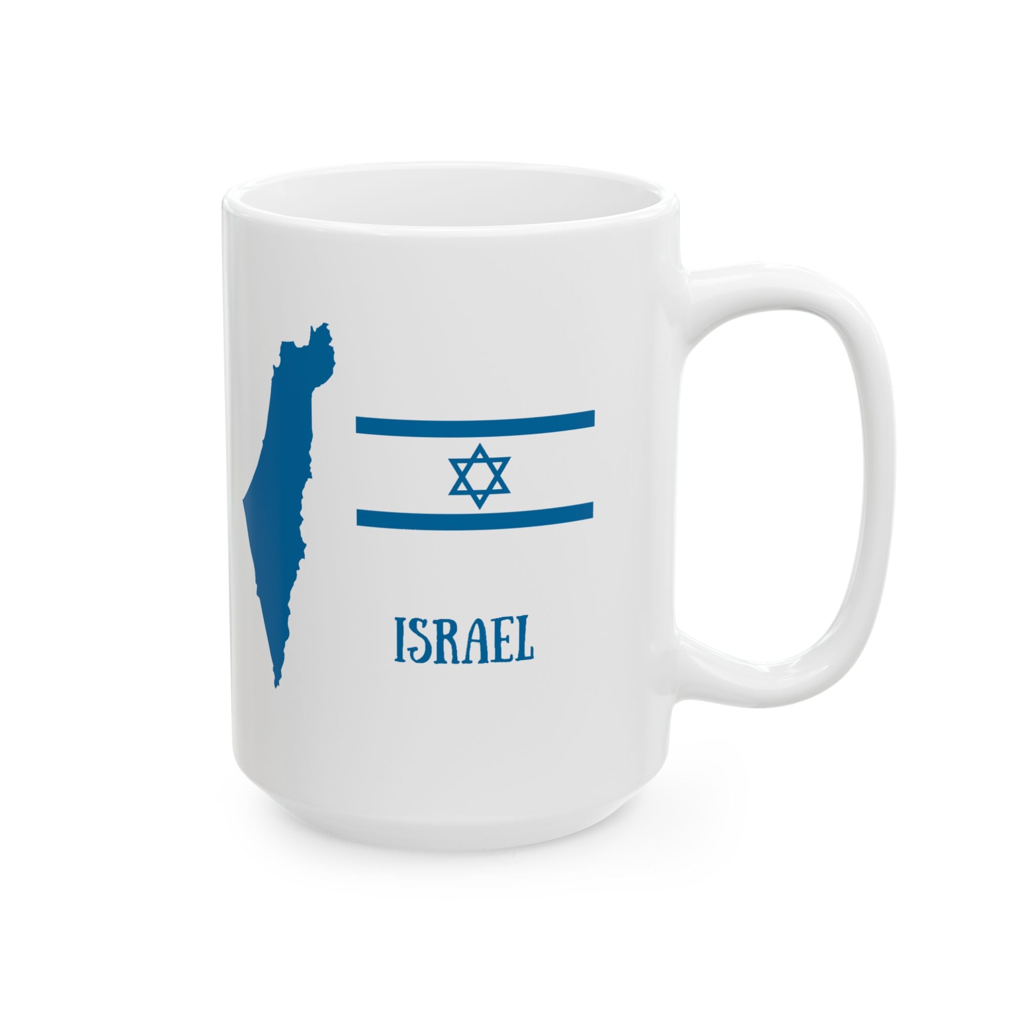 Isreal Patriotic Ceramic Mug, Jewish Pride Tea Cup, Hebrew Flag Coffee Mug, Star of David Nationalistic Mug, Independence Day Tea Mug