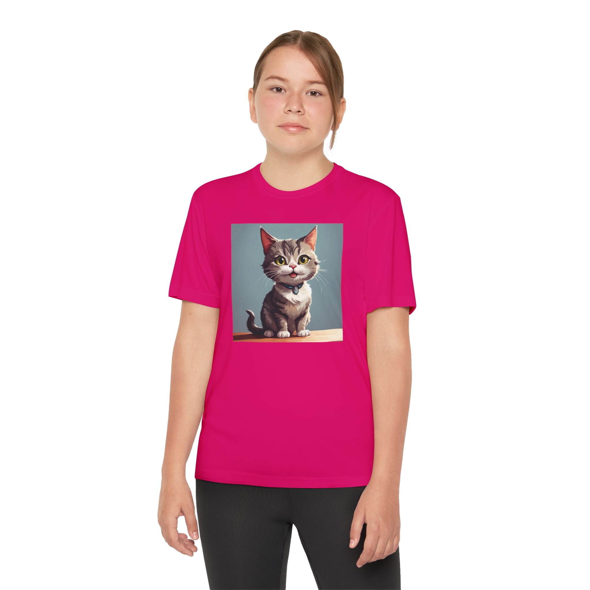 Youth Tee, Cute Kitten Graphic Shirt for Kids, Cat Lover Gift, Animal Theme Top, Children's Clothing, Feline Print Apparel