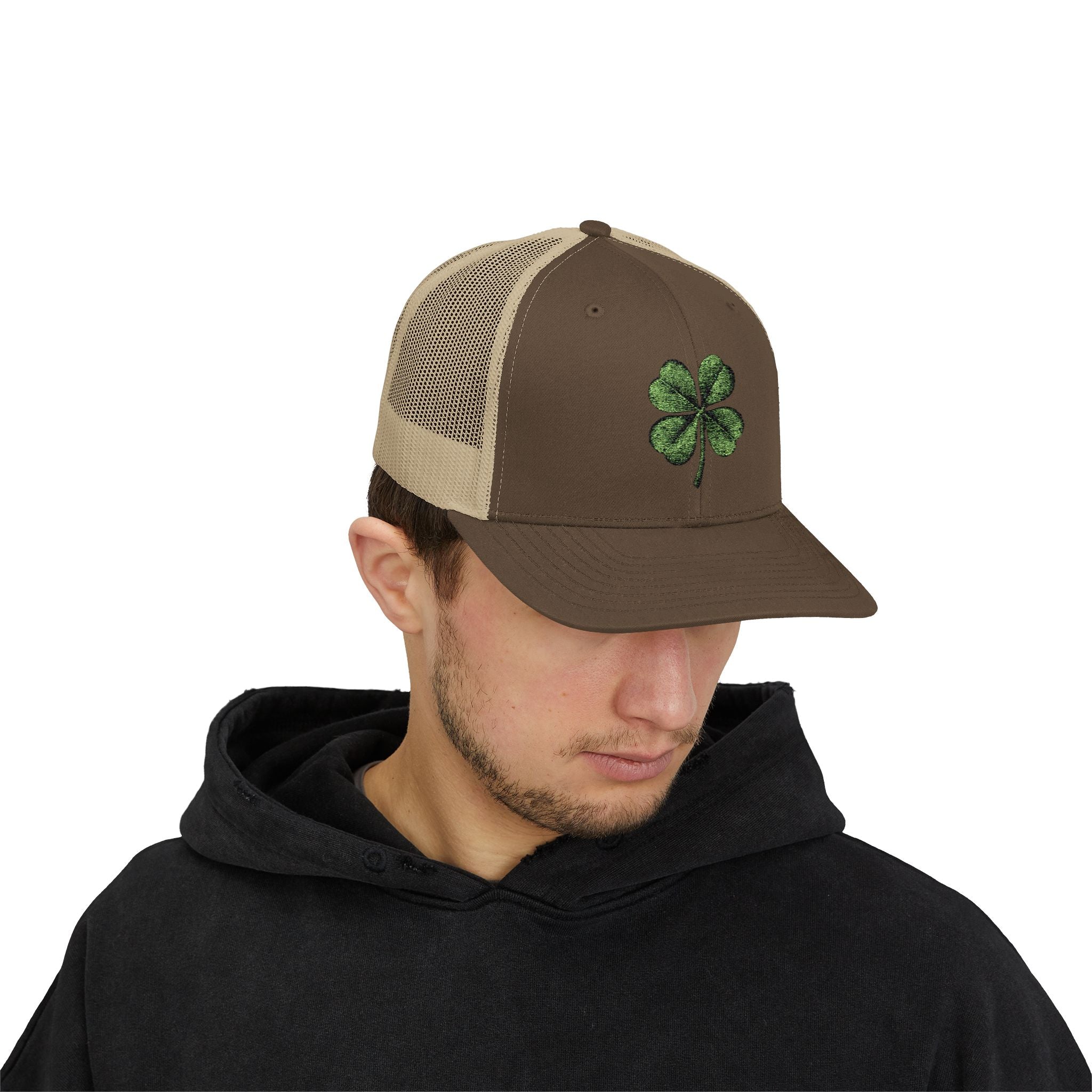 St. Patrick's Day Lucky 4-Leaf Clover Snapback Trucker Cap