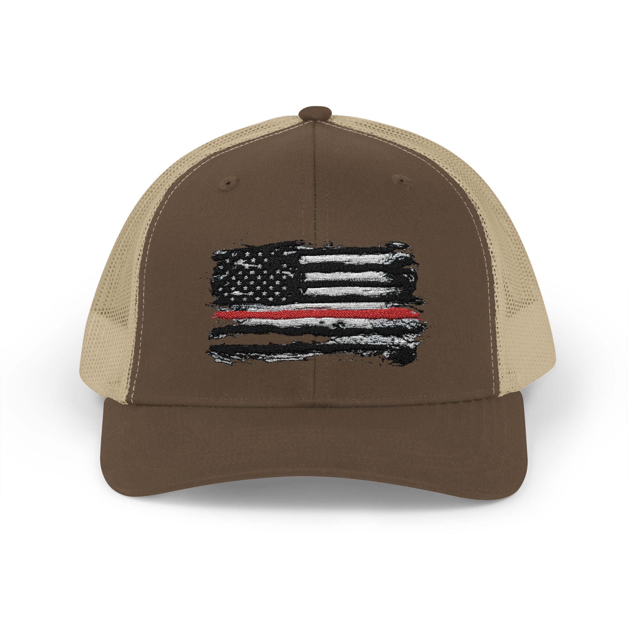 Thin Red Line Patriotic Snapback Trucker Cap with Thin Red Line Design, Ideal for First Responders, Supportive Gifts, Everyday Wear