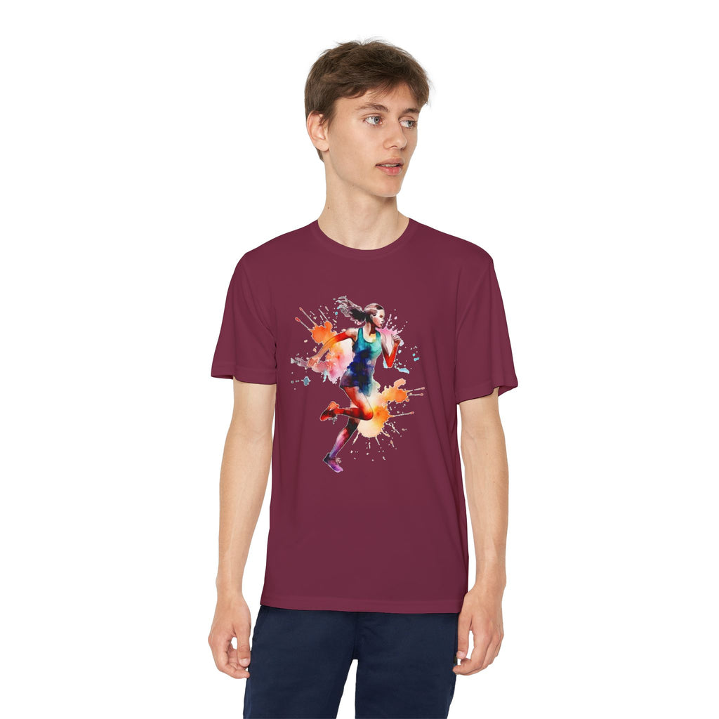 Running Youth T-Shirt Sports Graphic Tee, Cool Athletic Shirt for Kids, Perfect for Sports Events, Team Spirit