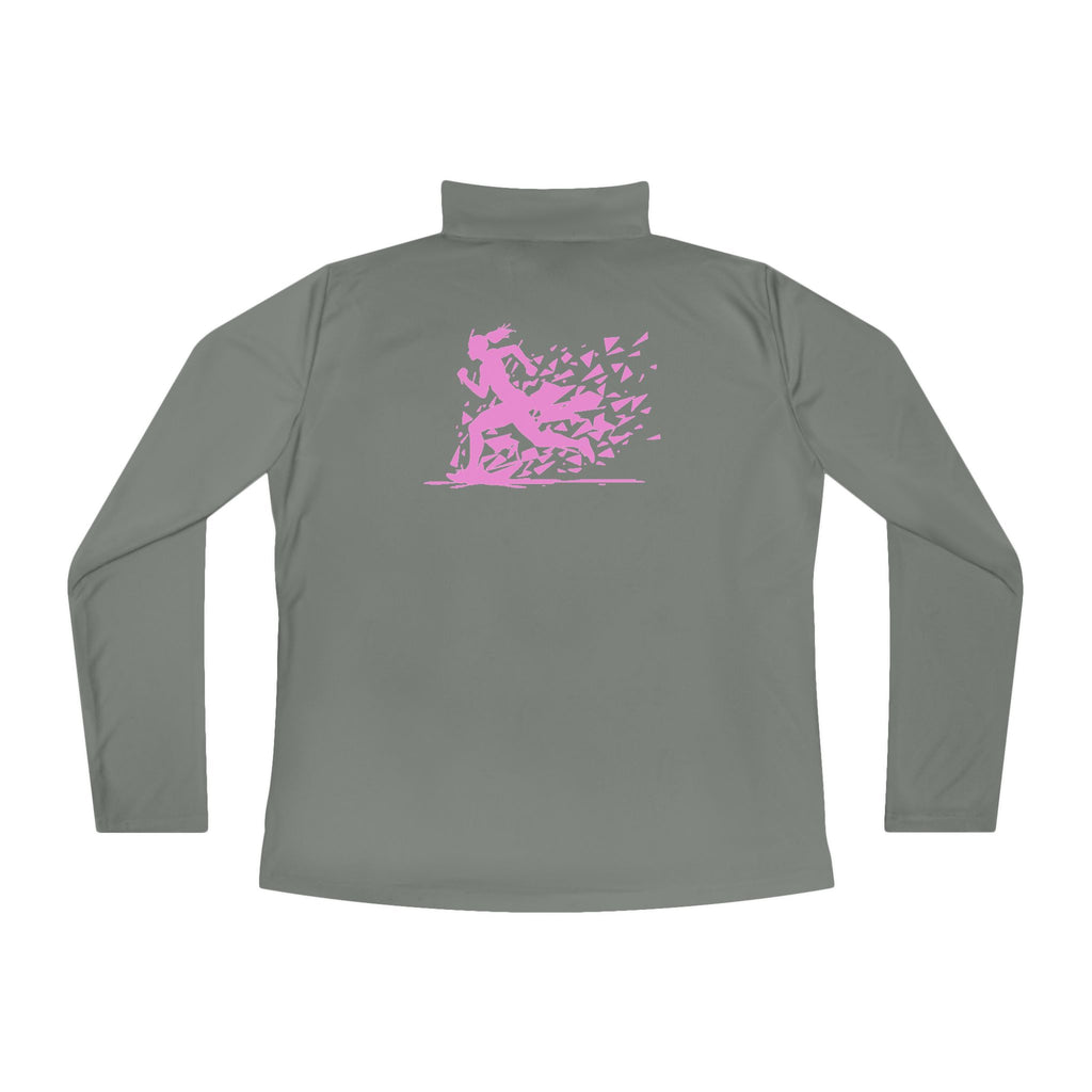 Ladies Quarter-Zip Pullover with Motivational Running Design, Athletic Apparel, Activewear, Sportswear, Fitness Gift, Running Top
