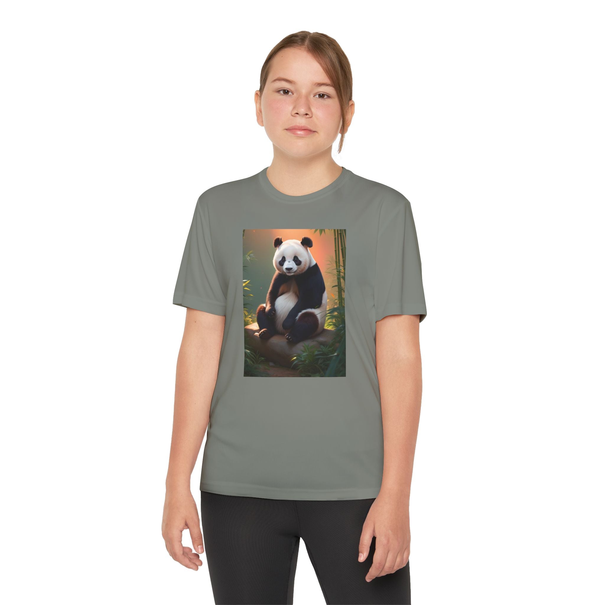 Panda Youth Tee Shirt, Kids Animal Graphic Top, Cute Black and White Tee, Children's Zoo Theme Shirt, Bamboo Bear Shirt, Kid's Nature Gift