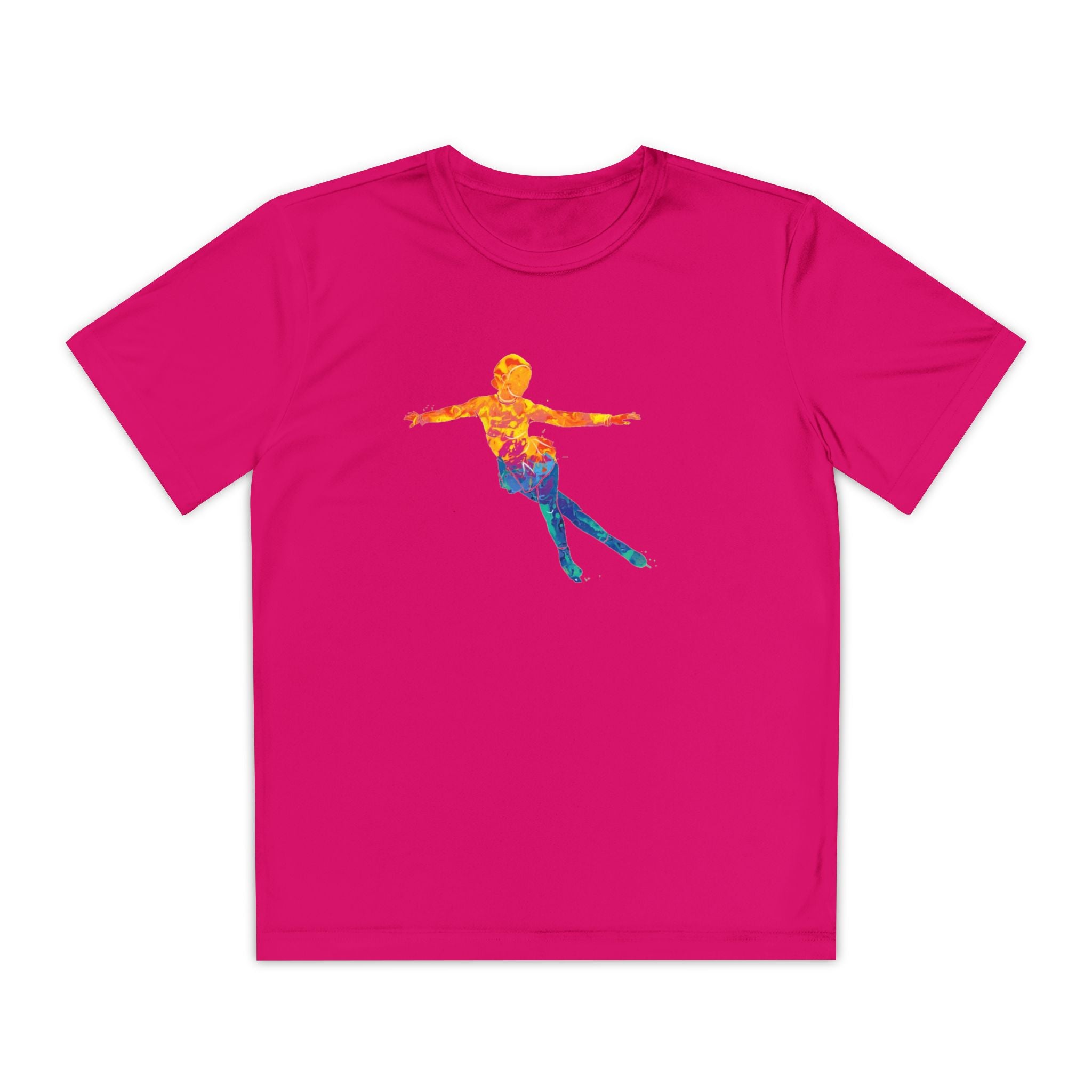 Ice Skating Youth Sports Graphic Tee, Cool Athletic Shirt for Kids, Perfect for Sports Events, Team Spirit, Birthday Gift, Summer Activities