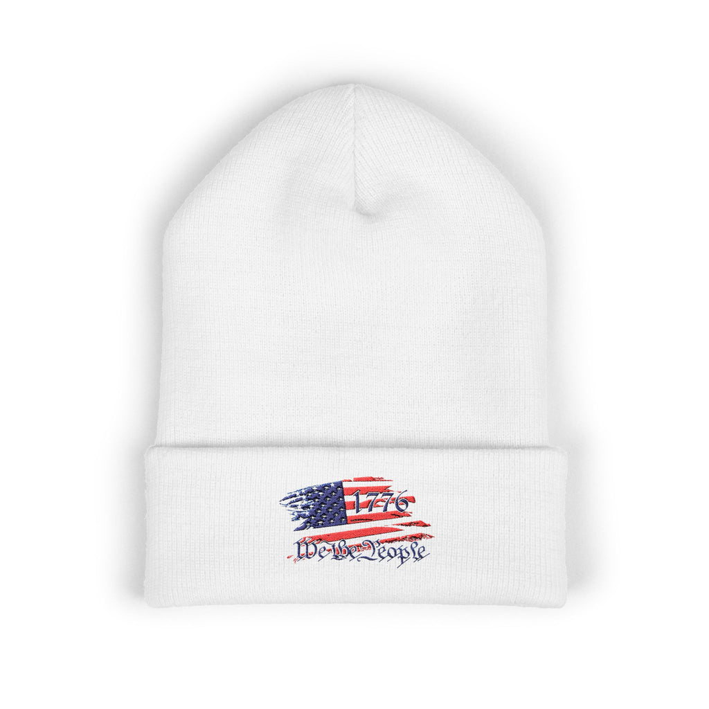 Embroidered Patriotic Beanie, USA Flag Knit Cap, American Pride Winter Hat, Red White Blue Headwear, Independence Day Gift