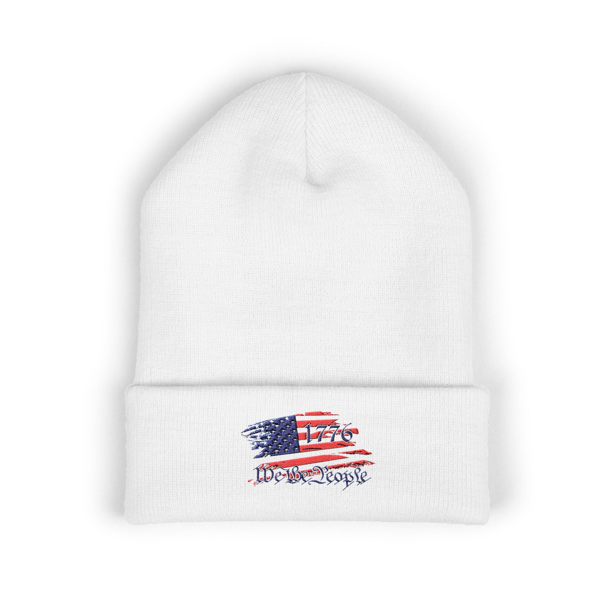 Embroidered Patriotic Beanie, USA Flag Knit Cap, American Pride Winter Hat, Red White Blue Headwear, Independence Day Gift