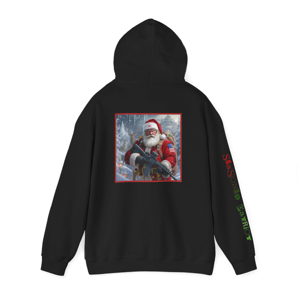 Christmas Santa Claus Patriotic USA Hoodie, Sweatshirt, Unisex Hooded Pullover, Holiday Outerwear, Festive Winter Apparel