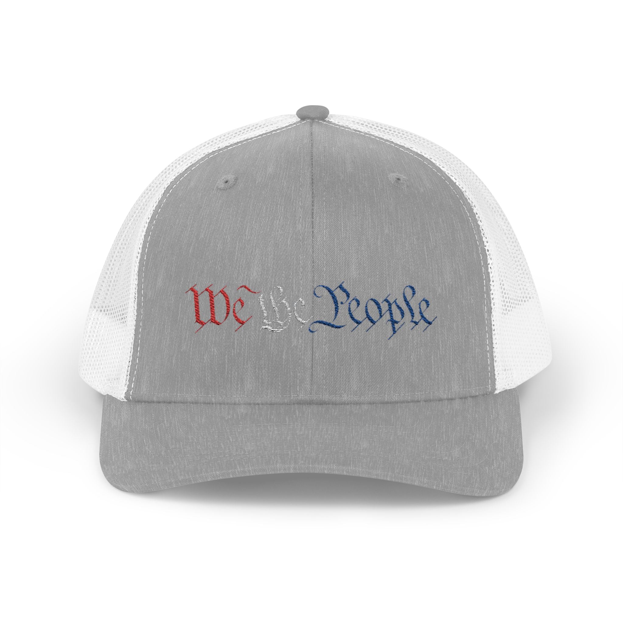 We The People Snapback Trucker Cap with Thin Red Line Design, Ideal for First Responders, Supportive Gifts, Memorials, Everyday Wear