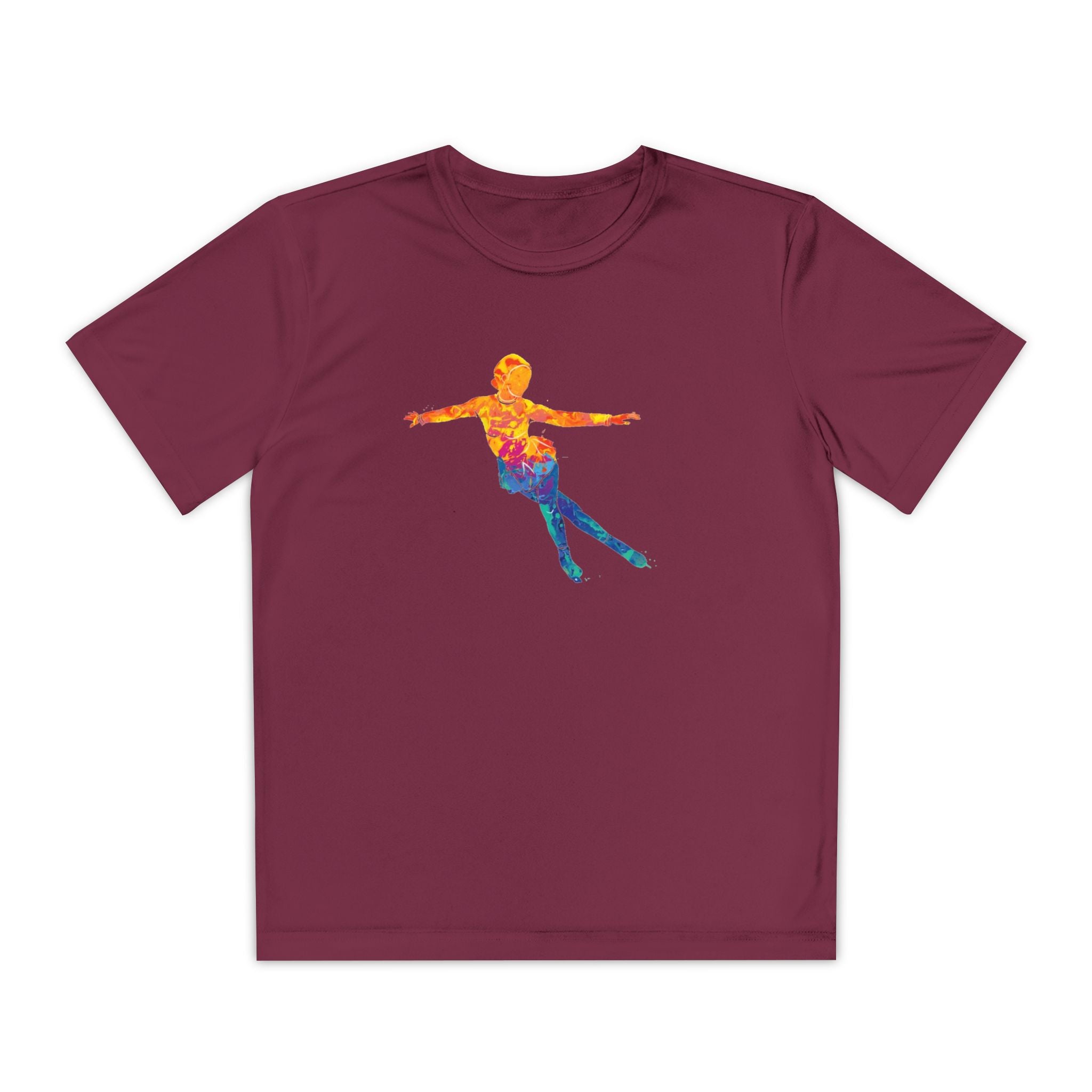 Ice Skating Youth Sports Graphic Tee, Cool Athletic Shirt for Kids, Perfect for Sports Events, Team Spirit, Birthday Gift, Summer Activities