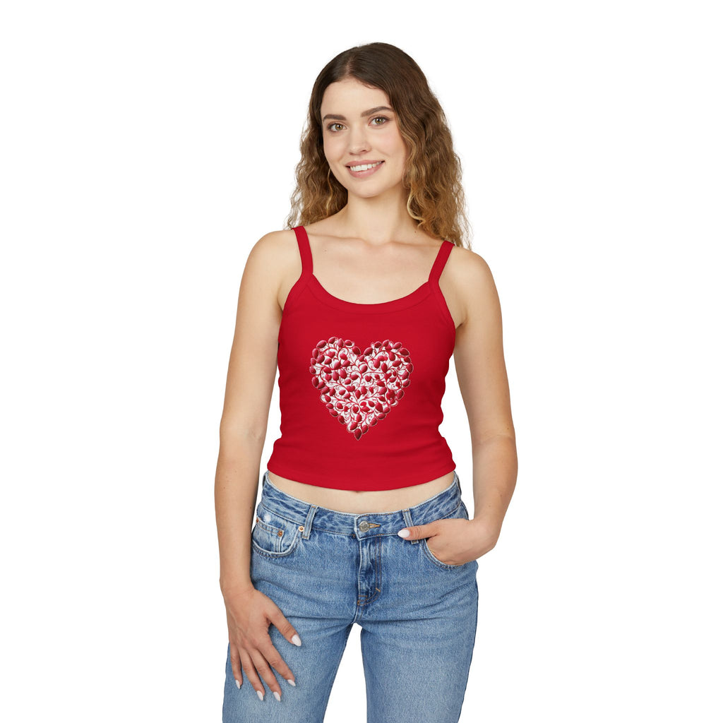 Heart Tank Top, Love Cami, Valentine's Day Shirt, Romantic Sleeveless Tee, Women's Summer Blouse, Cute Spaghetti Strap Tank