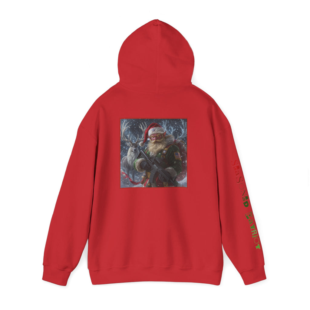 Christmas Elf Patriotic USA Hoodie, Sweatshirt, Unisex Hooded Pullover, Holiday Outerwear, Festive Winter Apparel