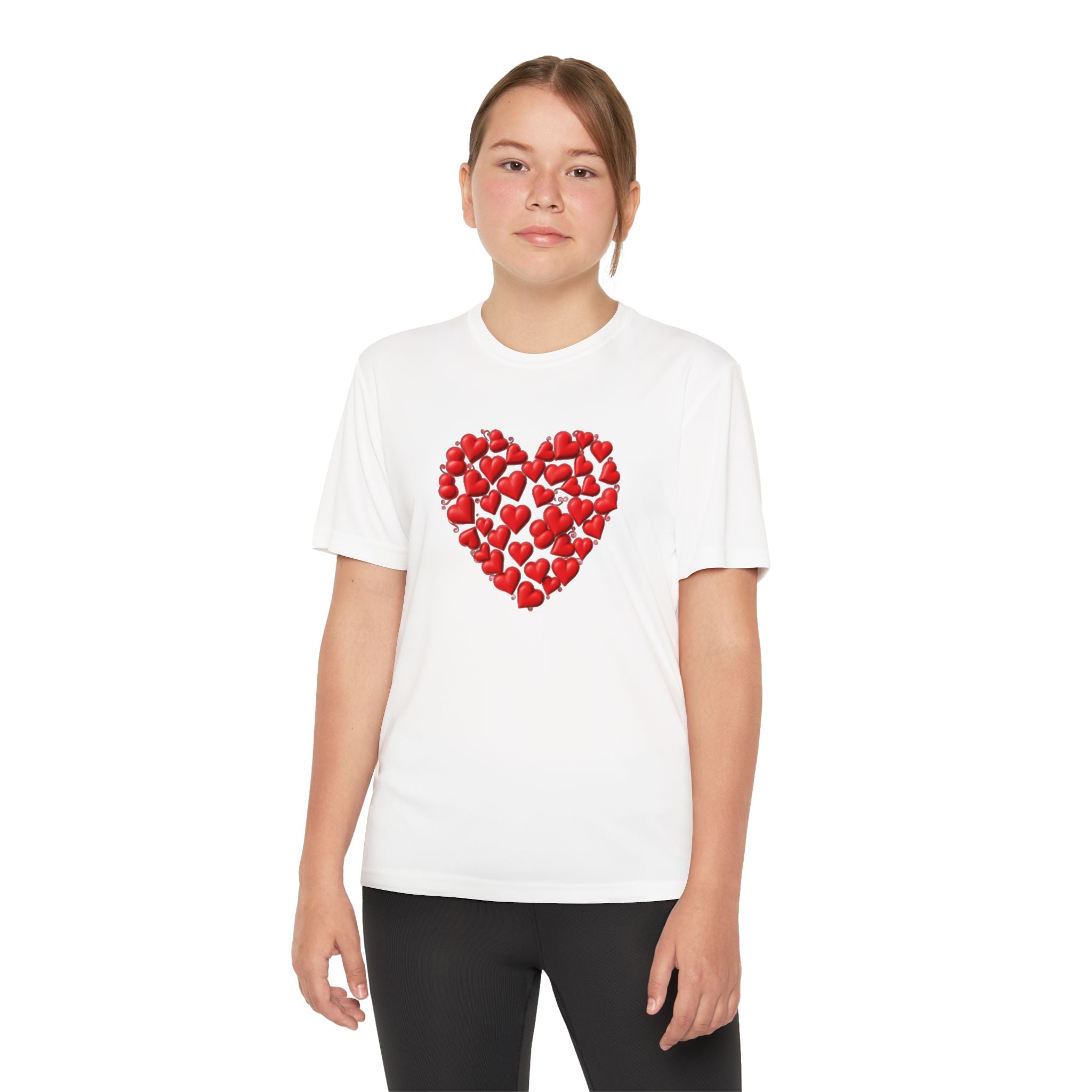 Heart Youth T-Shirt Sports Graphic Tee, Cool Athletic Shirt for Kids, Perfect for Sports Events, Team Spirit
