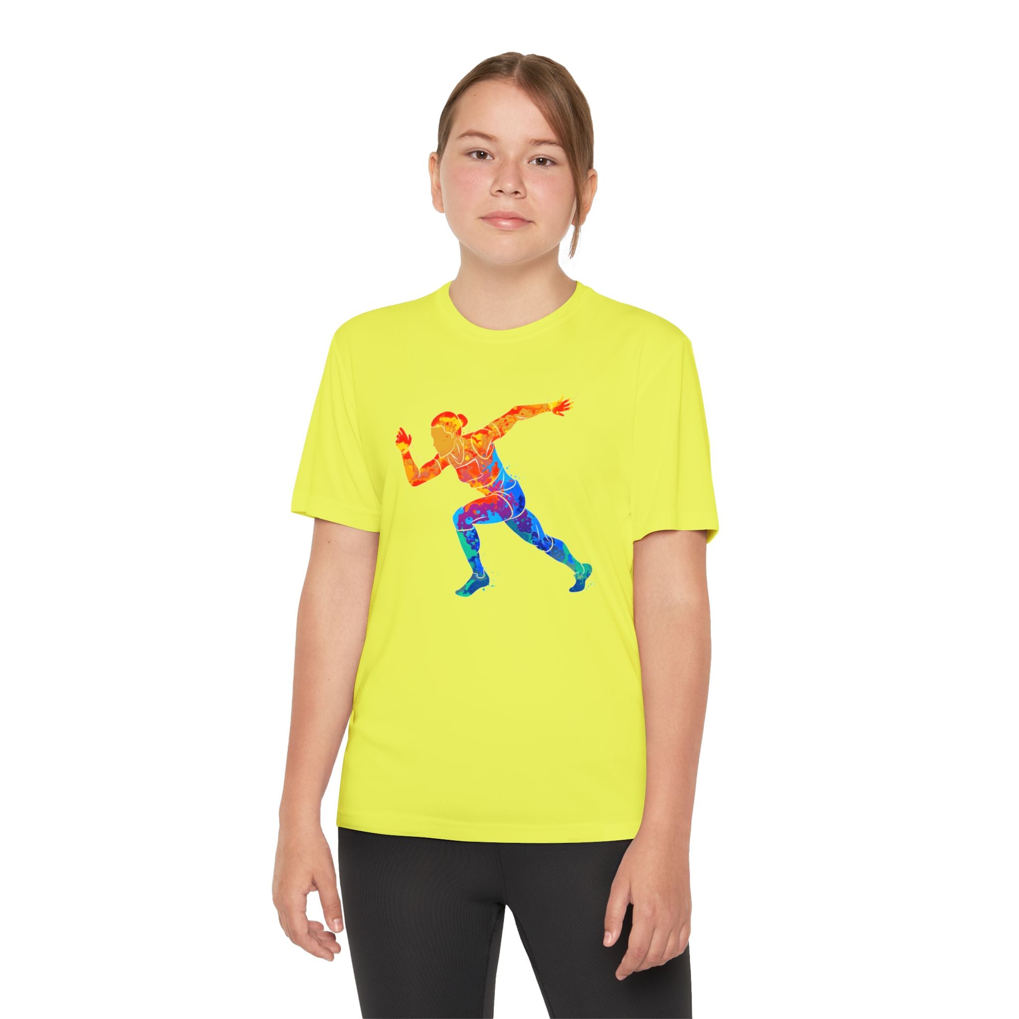 Running Youth T-Shirt Sports Graphic Tee, Cool Athletic Shirt for Kids, Perfect for Sports Events, Team Spirit