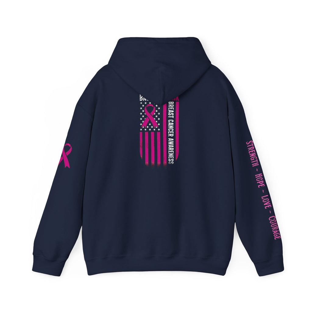 Breast Cancer Awareness Month Patriotic Hoodie ~ Rebel Spirit Unisex Hoodie