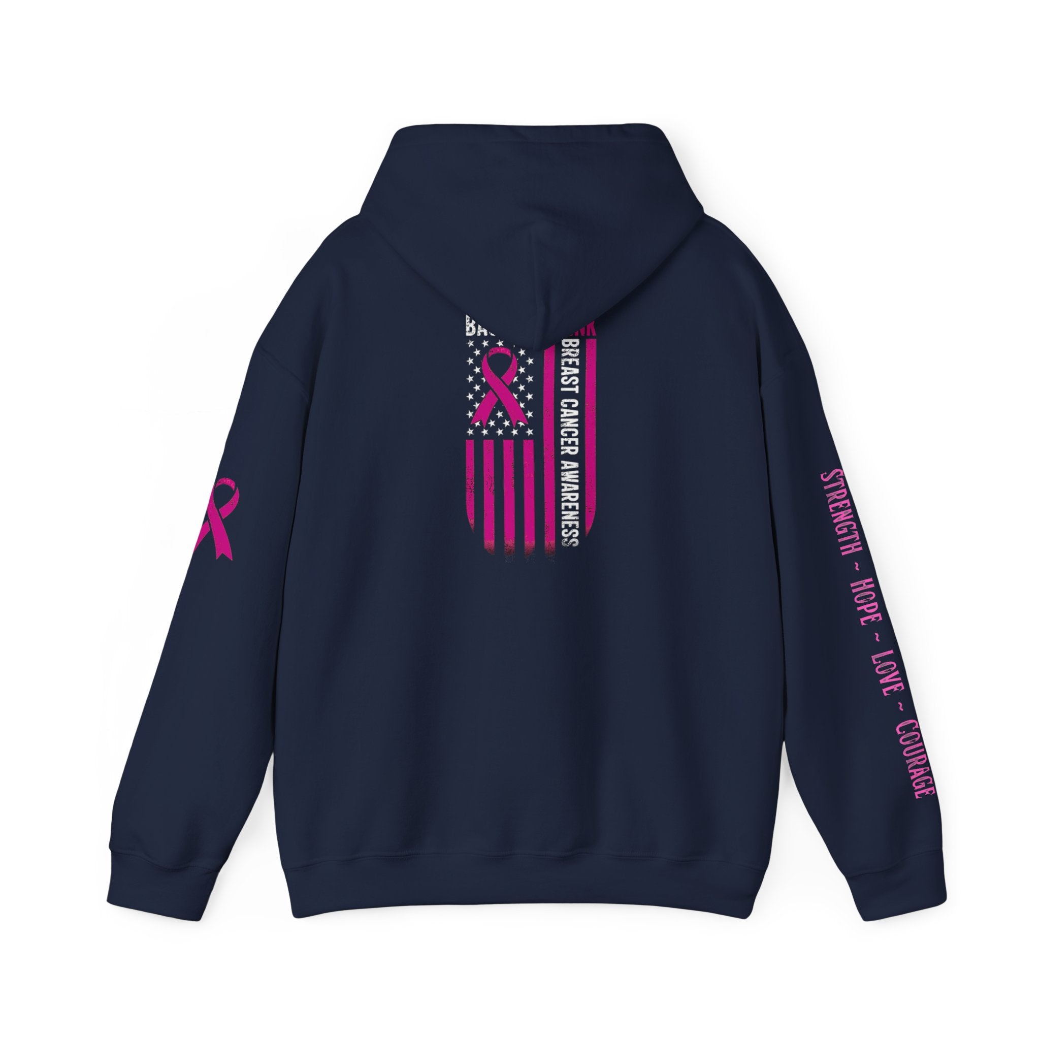 Breast Cancer Awareness Month Patriotic Hoodie ~ Rebel Spirit Unisex Hoodie
